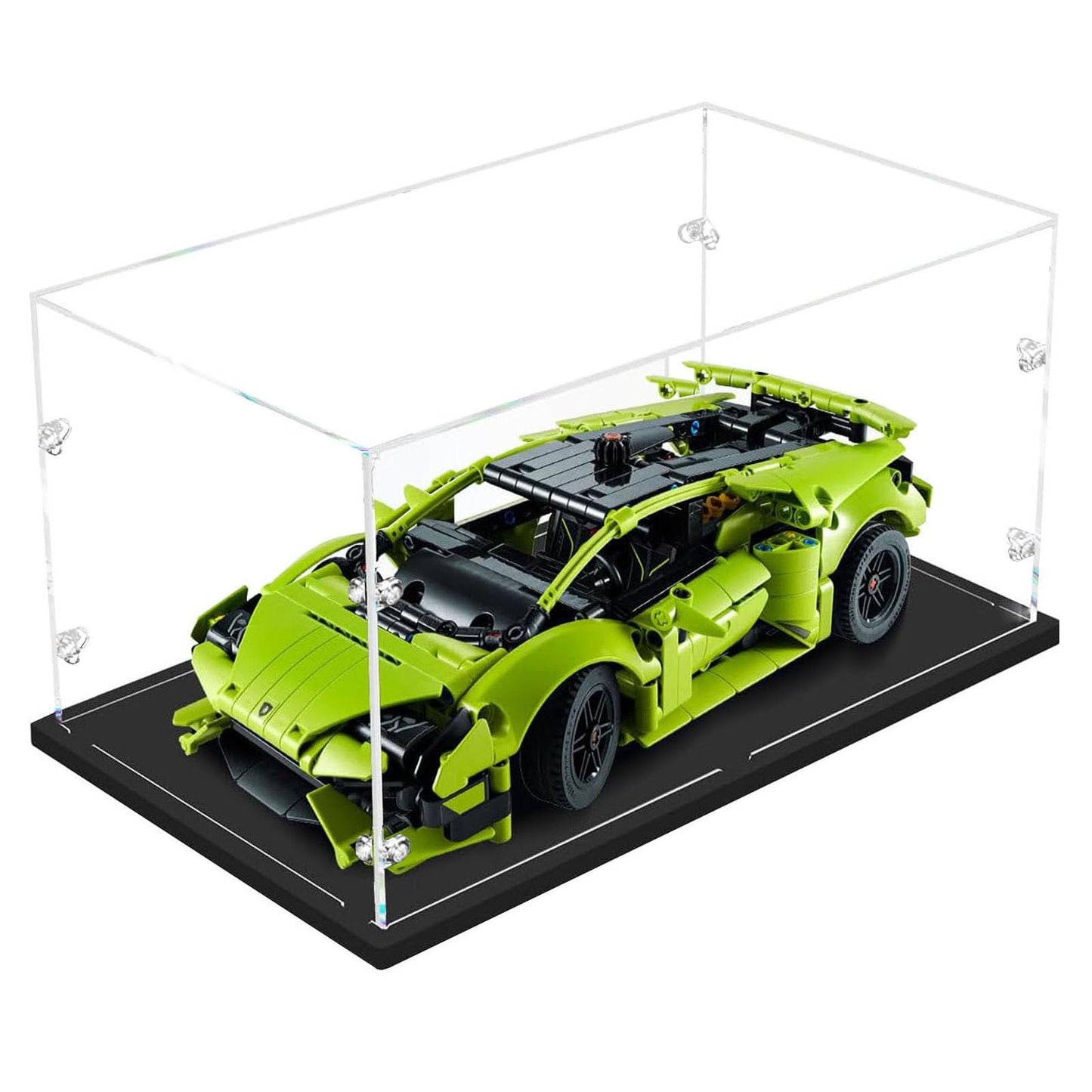 3MM Thick Clear Acrylic Display Case-Assemble Countertop Box, Thicken Base, DustProof, for Collectibles, Lego 40554 60181 75571(Black, 25x15x18cm/10x6x7in)