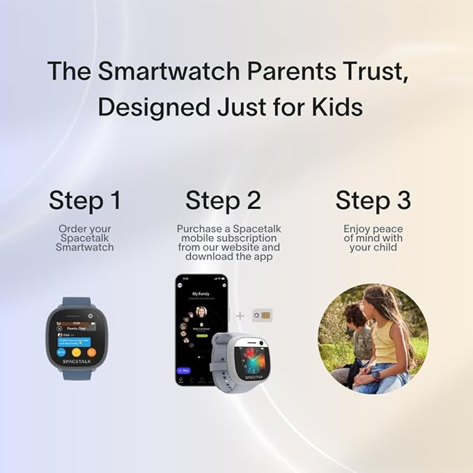 SPACETALK Adventurer Smartwatch (Midnight) | Kids Smart Watch with 4G, GPS, Text & Video Calling | 5MP Camera | Splashproof | Sim Included | Tough Screen | *Mobile Plan Required (Sold Separately)*