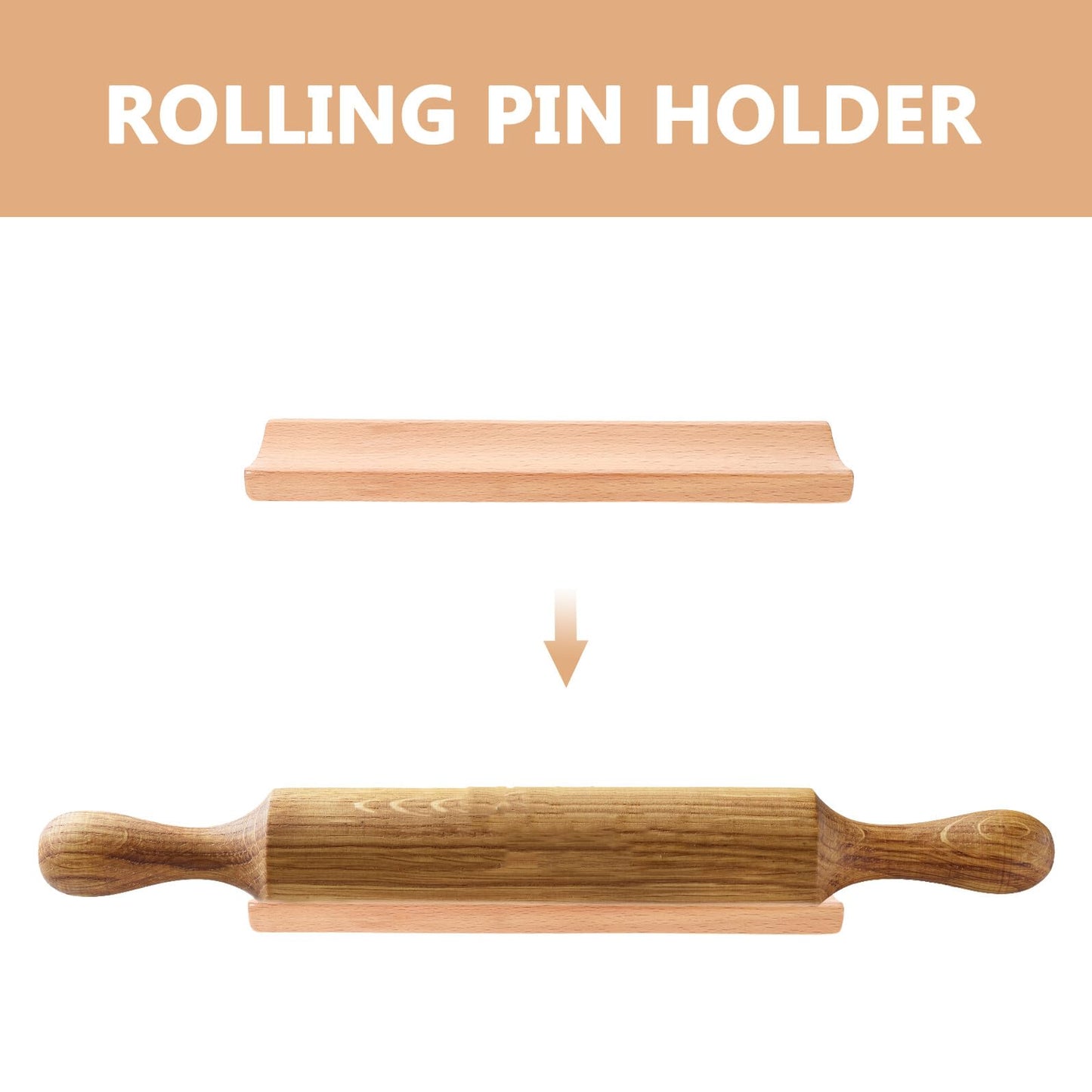 Garneck 2pcs Natural Wood Rolling Pin Stand for Baking Fit Cradle for Pizza Roller Dough Roller Space-saving Kitchen Display Rack Resistant to Stains and Easy to Clean