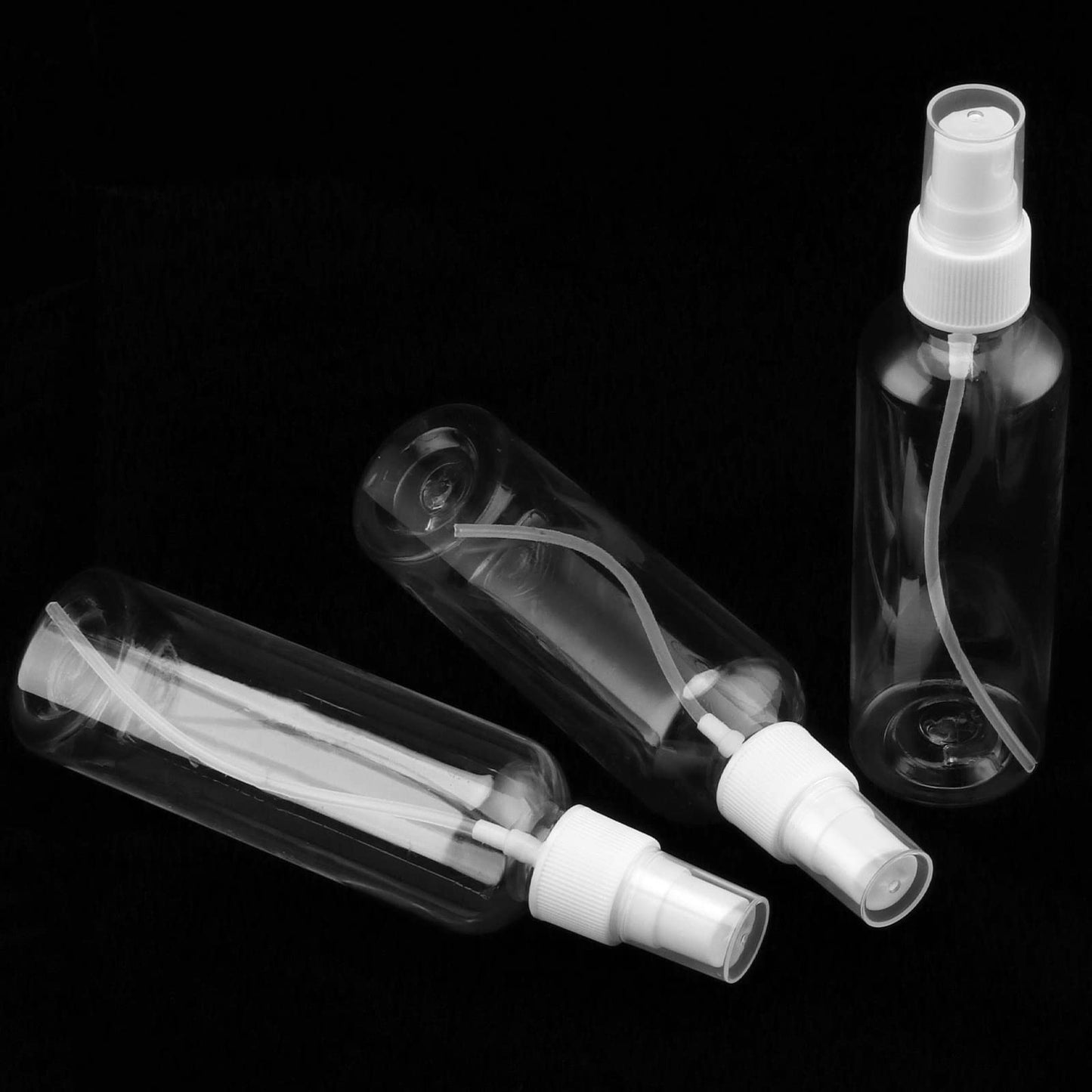 SINJEUN 50 Pack Clear Plastic Spray Bottles with Caps, 4 oz Spray Bottles Mist Sprayer, Refillable Empty Fine Mist Spray Bottle Mini Travel Size Spray Bottles, Leak Proof and BPA-Free