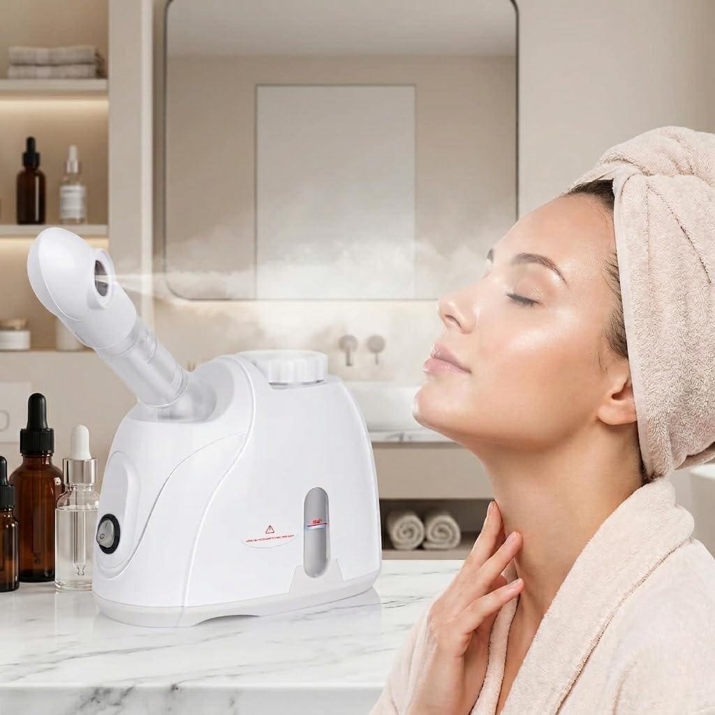 Facial Steamer Nano Ionic, Portable Face Steamer with Adjustable Arm, Deep Cleansing & Hydration, Home Spa Facial Steamer for Skin Care Routine, Pore Care Beauty Device