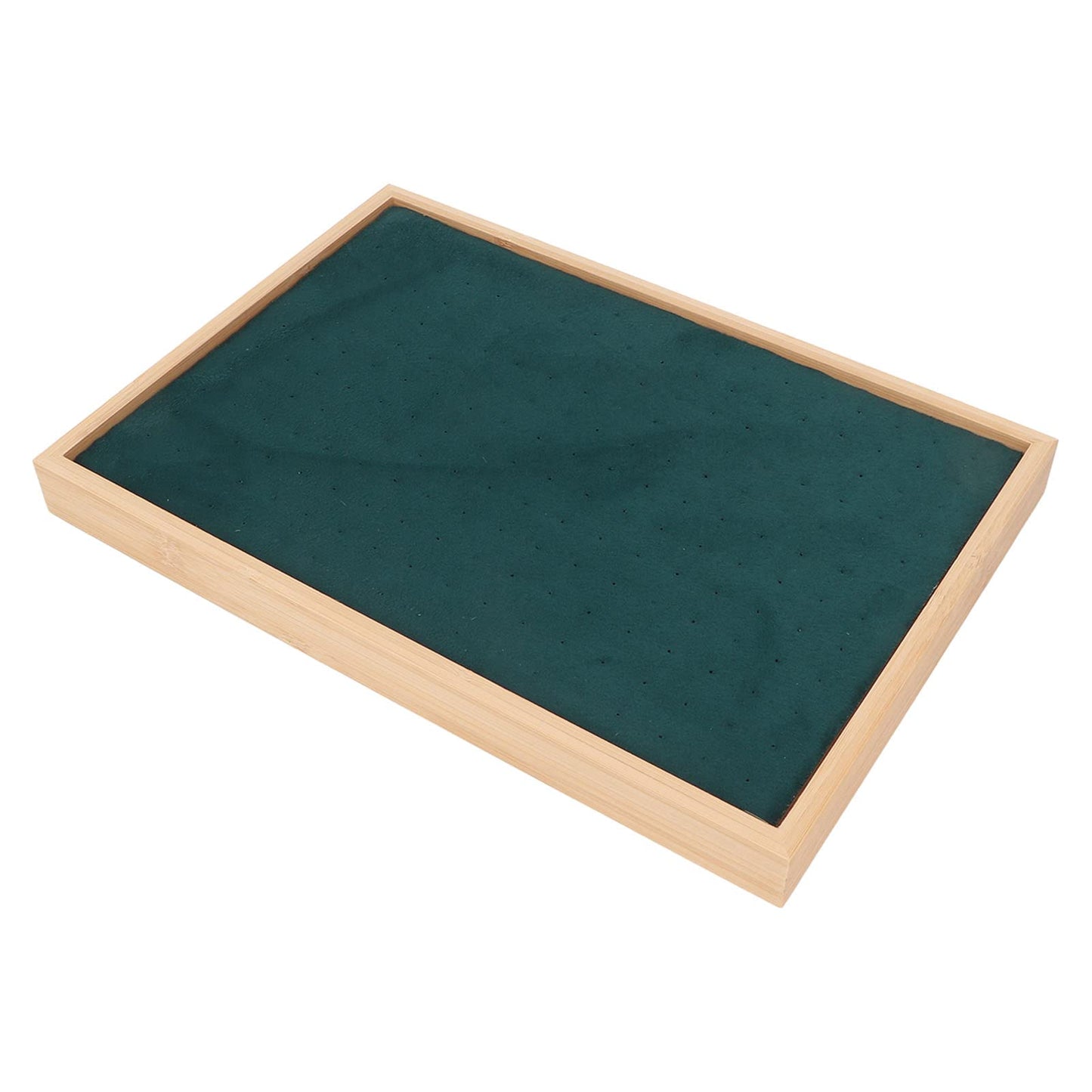 KunEchevyr Flannel Ear Stud Tray, Jewelry Storage Case with 216 Holes, Elegant Wooden Jewelry Holder for Earrings, Lightweight Luxury Ear Stud Rack for Home and Shop Display (Green)