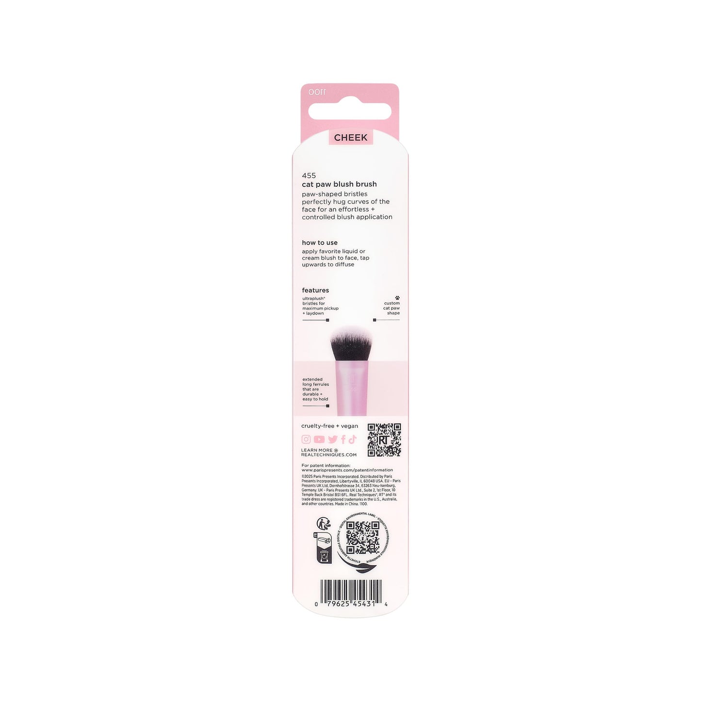 Real Techniques Cat Paw Blush Brush, Liquid & Cream Blush Makeup Brush, Unique Paw Shape for Lifted Natural Color, Soft UltraPlush Blending Bristles, Cruelty-Free, 1 Count