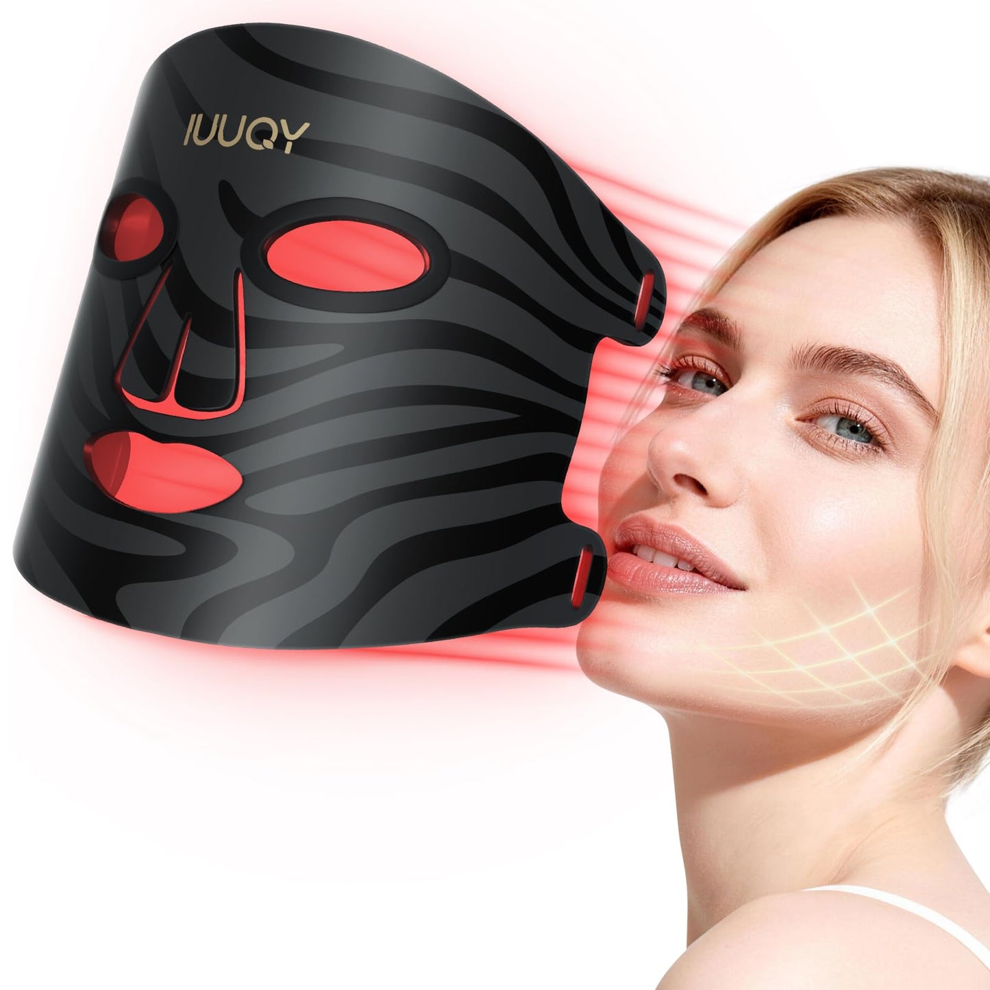 IUUQY 4-Color Red Light Therapy for Face, 400 LED Red Light Therapy Mask with Timing Function, Portable Led Face Mask Light Therapy for Home & Travel