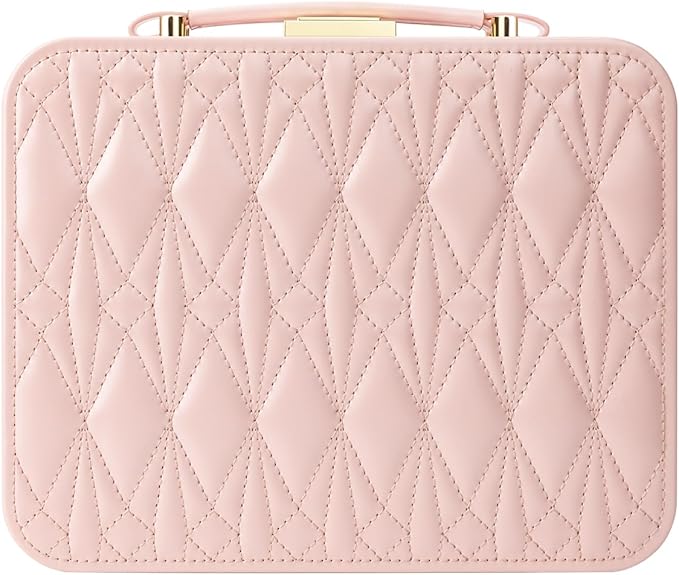 Large Jewelry Travel Case, Jewelry Case for Necklaces Large Jewelry Case Jewelry Box for Women Girls. (Pink)