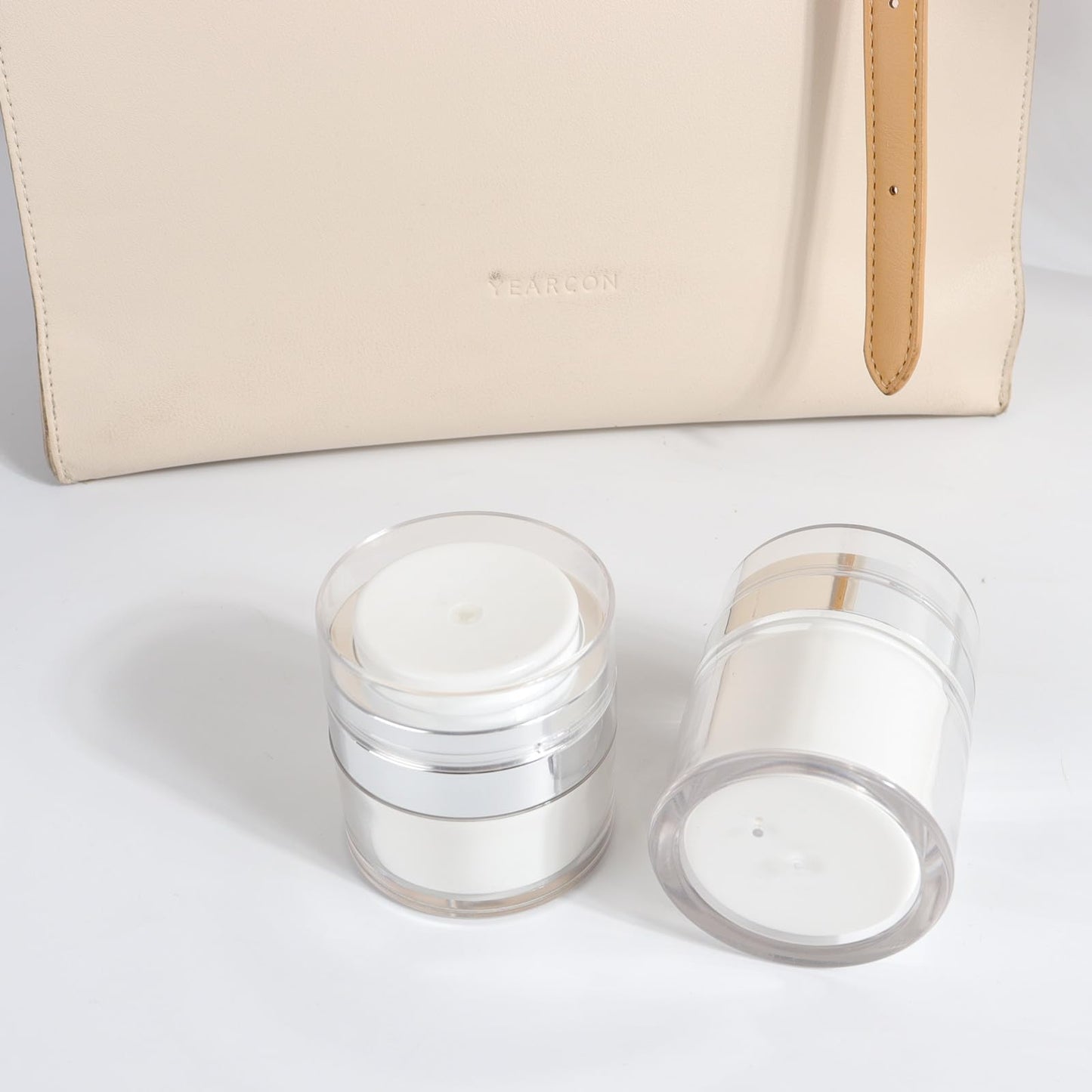 3Pack Airless Pump Jars - 50ml Moisturizer Dispenser Vacuum Bottle Jar - Airless Cosmetic Pump Containers for Lotions, New Empty Jar with Lid 1.7 Oz