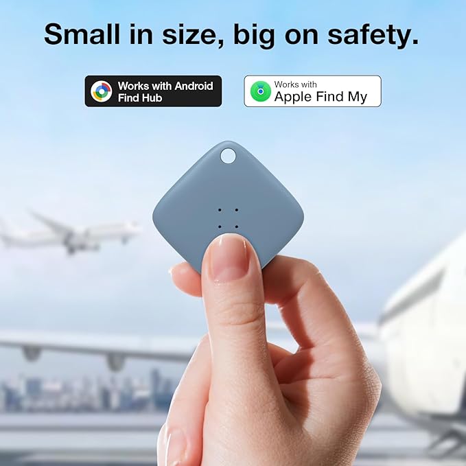 OTIC Smart Tracker Works with Apple Find My & Google Find Hub, for Dual-System Tracking Device Item Finder,Key Luggage Passport,Replaceble Battery (Blue, 2 Pack)