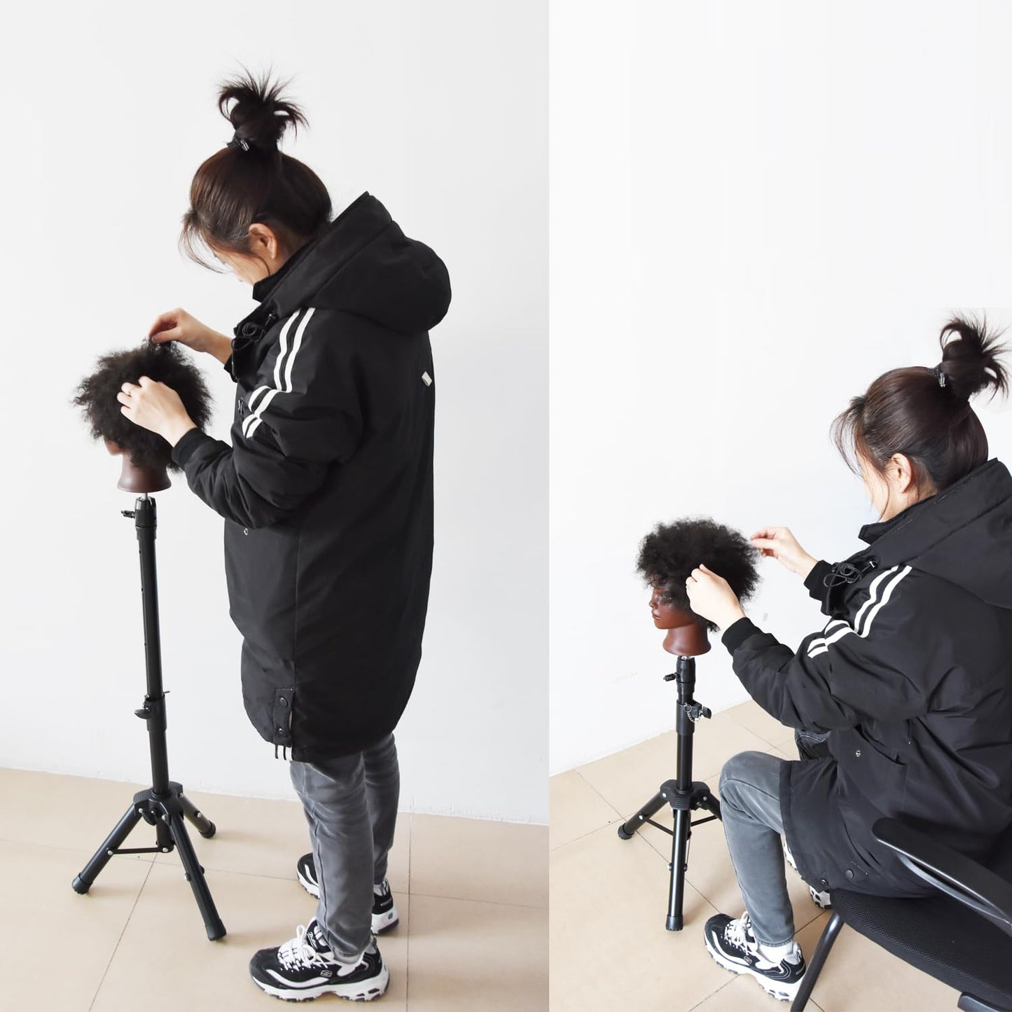 YANTAISIYU Wig Stand Tripod for Mannequin Head Stand Adjustable Wig Head Stand Holder for Wigs Canvas Block Head