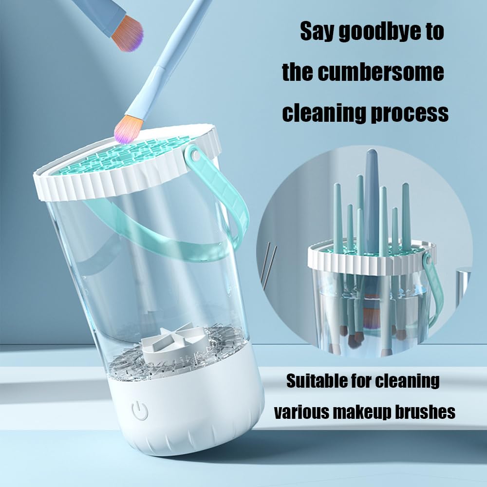 Electric Makeup Brush Cleaner, Automatic Makeup Brush Cleaning Machine with Hanging Drying Function, One Click Start Portable Makeup Brush Cleaners for Deep Cleaning Various Makeup Brushes & Tools