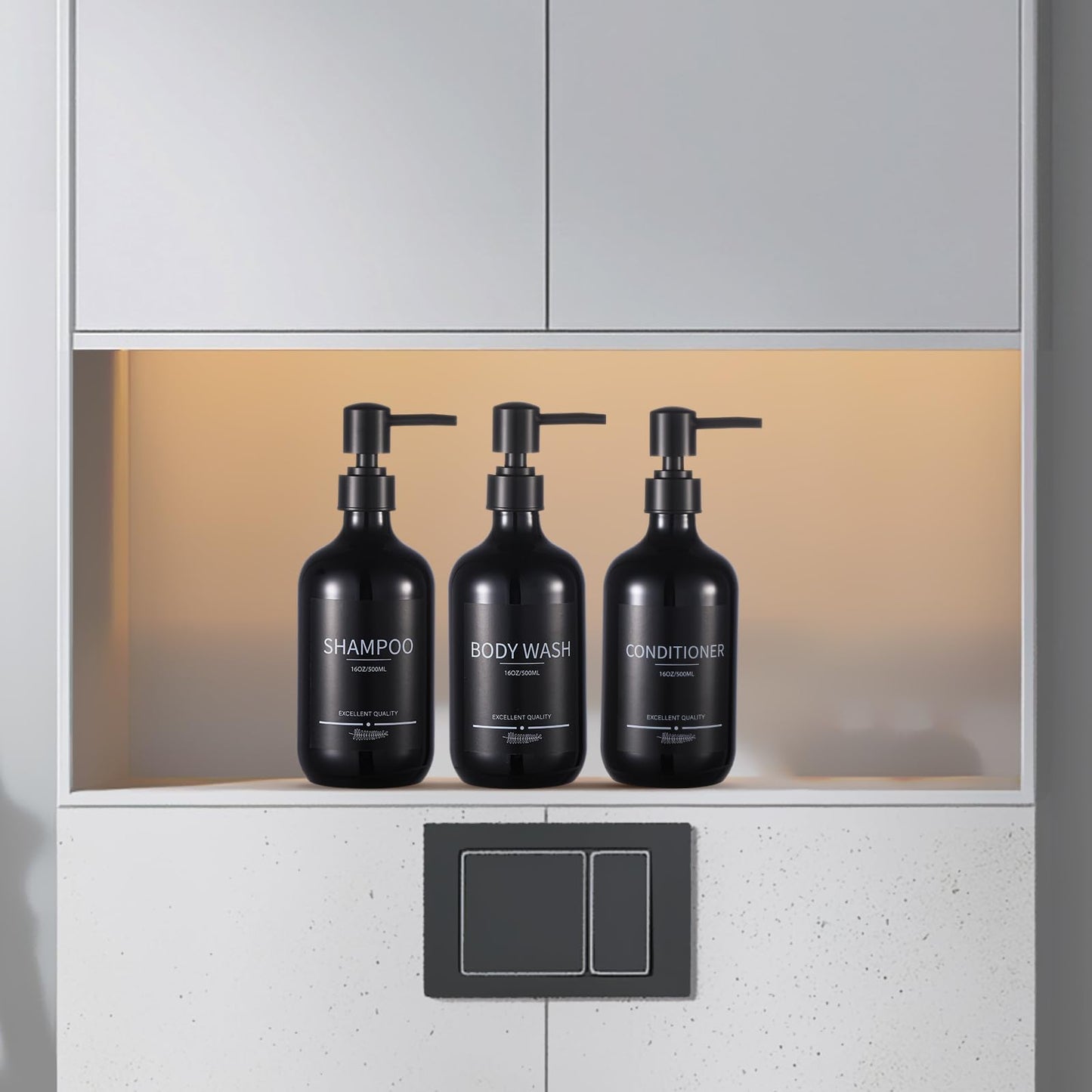 Shampoo and Conditioner Dispenser(5Pack) 16.9oz Refillable Shampoo and Conditioner Bottles,Dispenser for Shower (Black)
