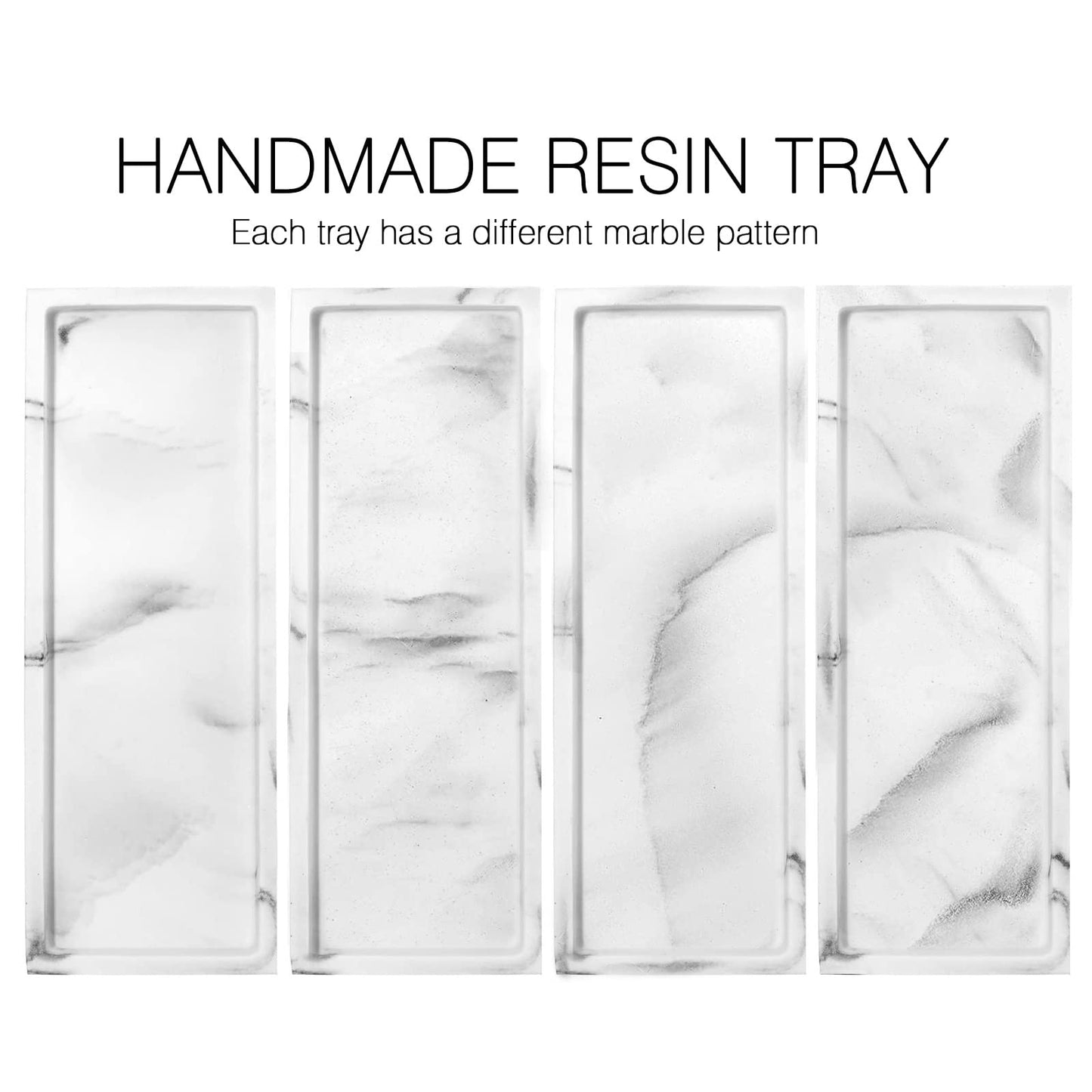 Luxspire Vanity Tray, Bathroom Toilet Tank Storage Tray, Resin Kitchen Sink Trays, Vanity Countertop Organizer for Candles Soap Towel Perfume Holder Decor Jewlery Dish, Marble Style -S- Gravel White