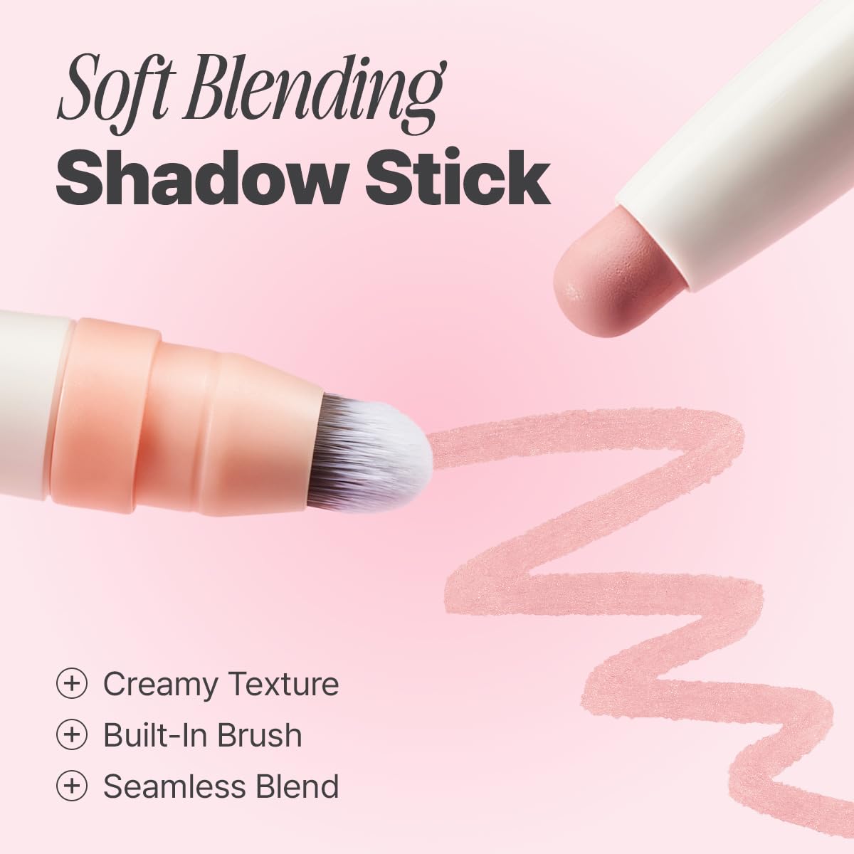 CLIO Soft Blending Eyeshadow Stick - Long Lasting, Matte, Shimmer & Glitter Finishes, Built-in Brush for Easy Blending, Coconut-Derived Ester Oil Infused (M201 CASHMERE MUTE)