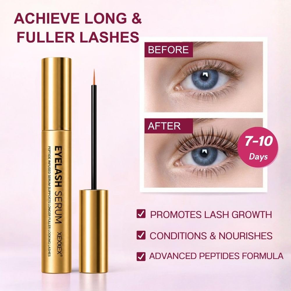 Lash Serum for Eyelash Growth - Advanced Peptide Lash Enhancing Serum for Fuller, Longer, Thicker-Looking Lashes, Hormone-Free Gentle Formula for Sensitive Eyes, 0.17 fl oz (1, 5ML)