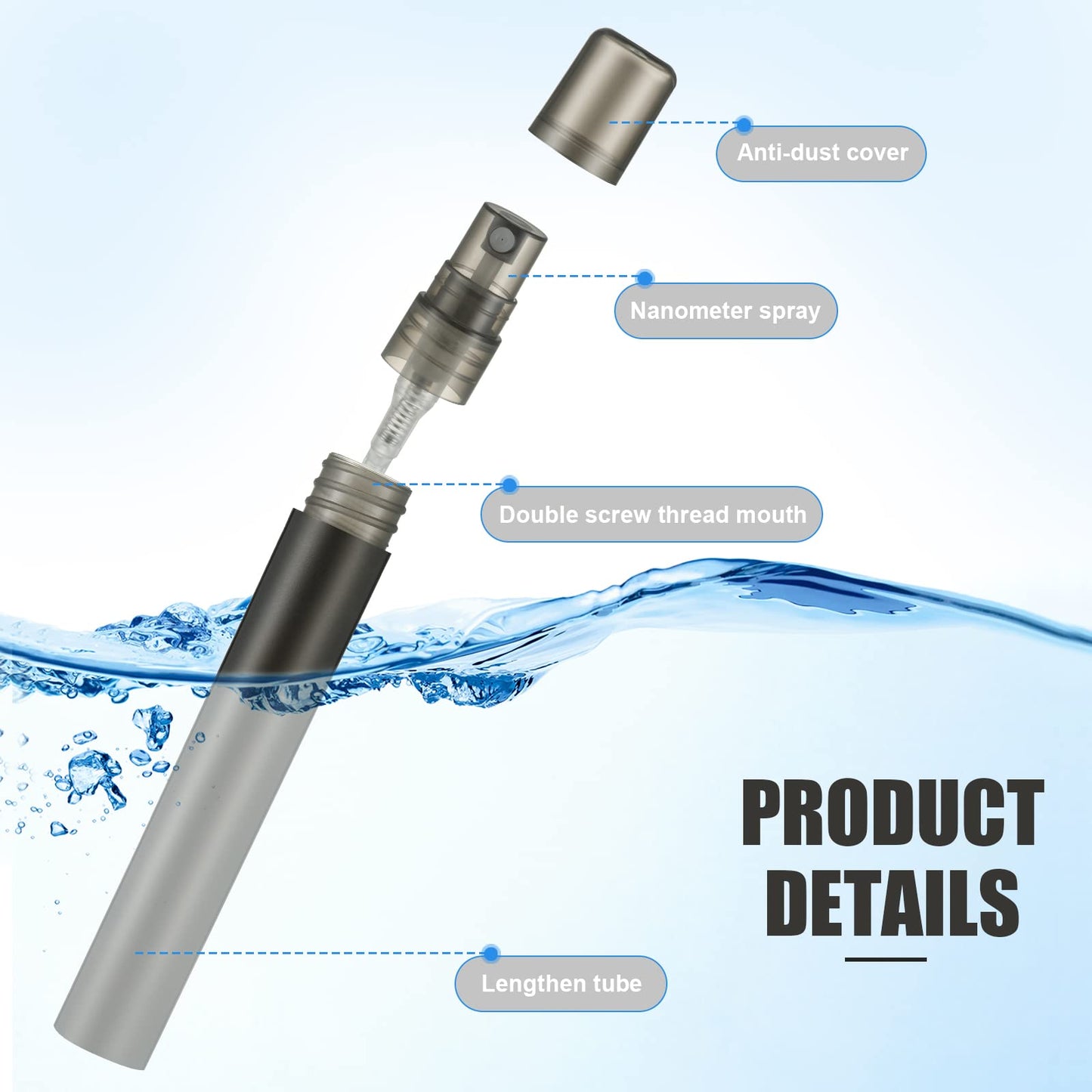 Remerry 200 Pcs 10 ml Mini Spray Bottles Perfume Spray Bottles Plastic Travel Refillable for Women Small Fine Mist Sprayers Portable Frosted Perfume Sprayers Empty Atomizer for Essential Oil