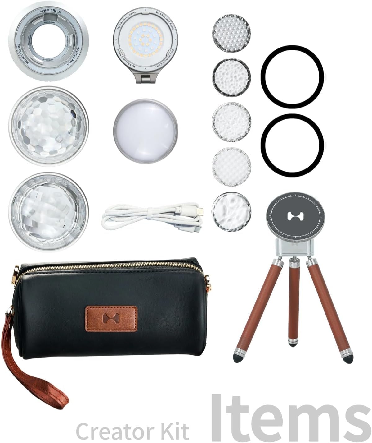 Harlowe Sol 5 Spectra MagSafe RGB Video Light Creator Kit, RGBCW Pocket Video Light for iPhone, Portable Mobile Studio Lighting System for Content Creation, Vlogging, Live Streaming & Photography