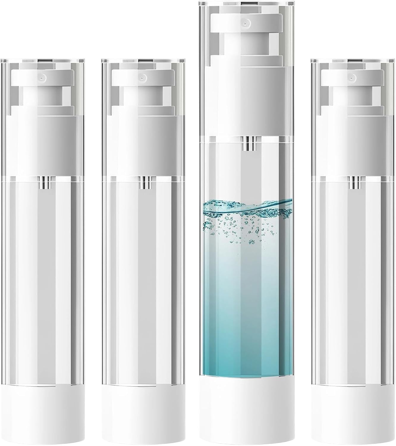 Travel Spray Bottles 50ml 4 Pack Airless Pump Mist Bottles Refillable Fine Mist Atomizer Bottles Leakproof Travel Containers for Perfume Skincare Hair and Personal Care (White)