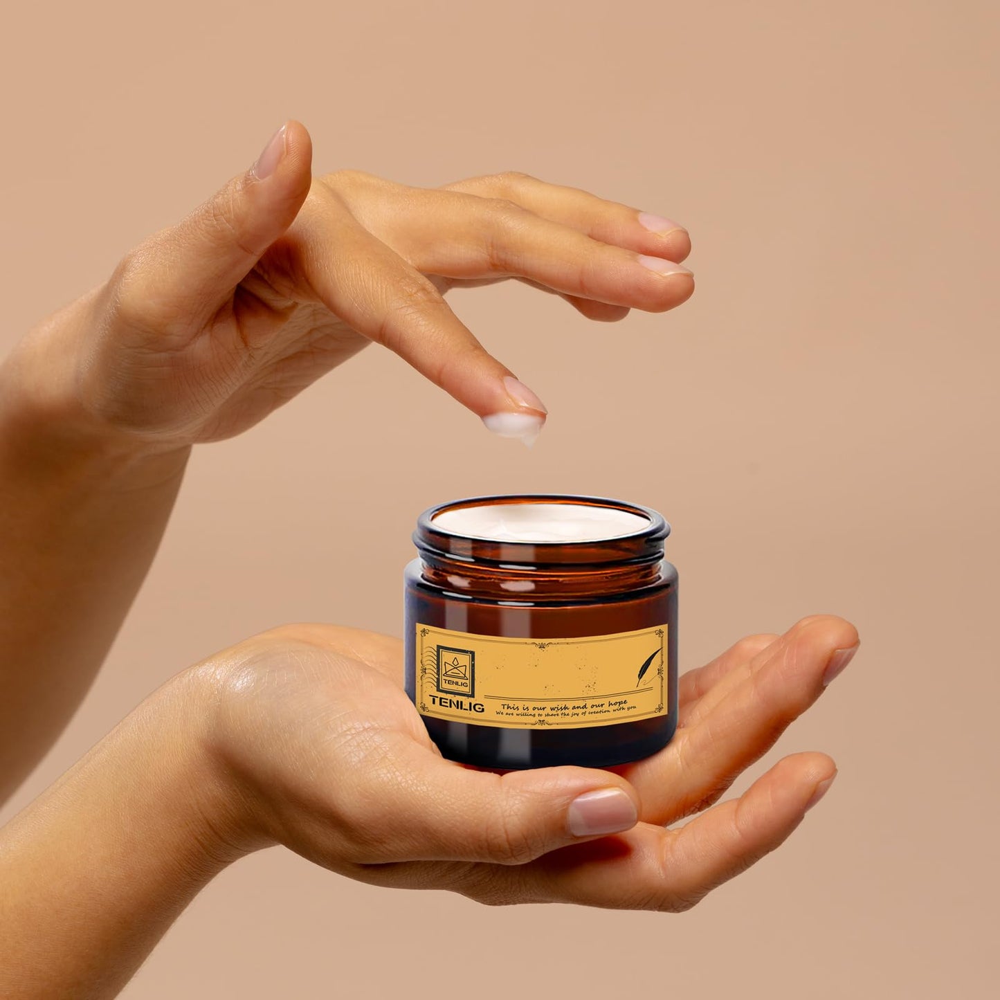 TENLIG 2 oz Glass Jars with Lids,Amber,12 Pack Empty Cosmetic Containers with Inner lids and Inner Liners,Black Metal Lid,Refillable Round Airtight Jars,Use to store Lotion,Powders,Candle Making