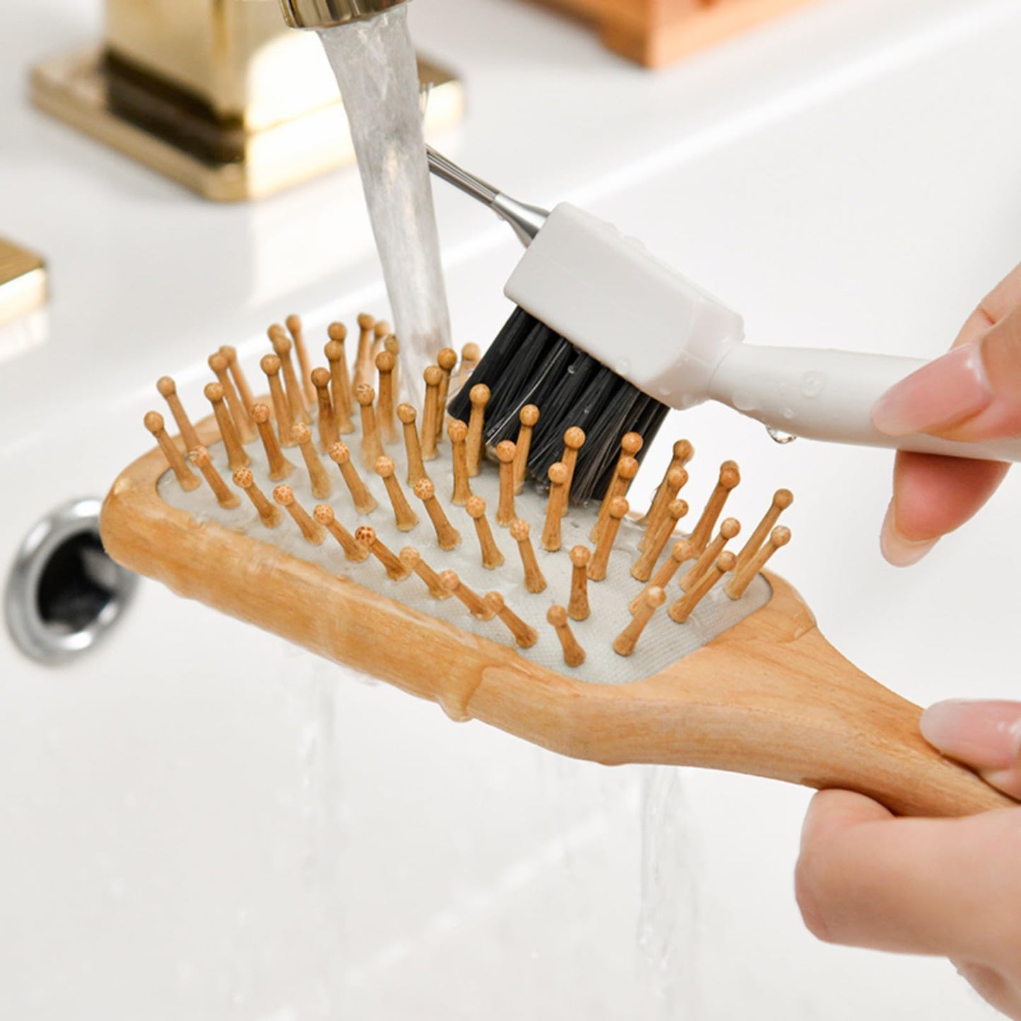 Hair Brush Cleaner 2-in-1 with Steel Wire & Bristles Bristles+Rake Deep Clean (1 PCS)