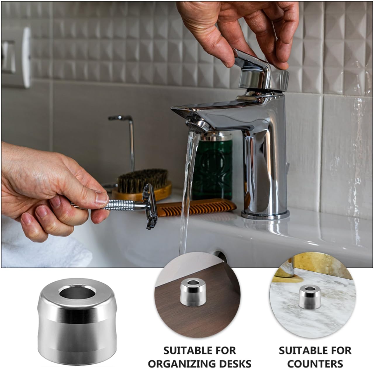 HONMEET Men's Safety Razor Stand Harrys Razor Holder Aluminum Alloy Base Shaver Organizer