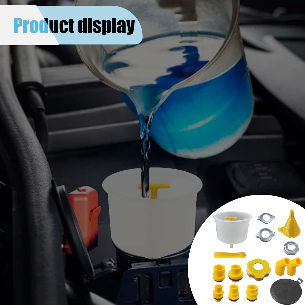 Spill Proof Coolant Funnel Kit, No Spill Radiator Bleeder Funnel Fill Kit, Coolant Filling Funnel Radiator Filler with Adapters, Universal Automotive Antifreeze Bleeder for Most Vehicles