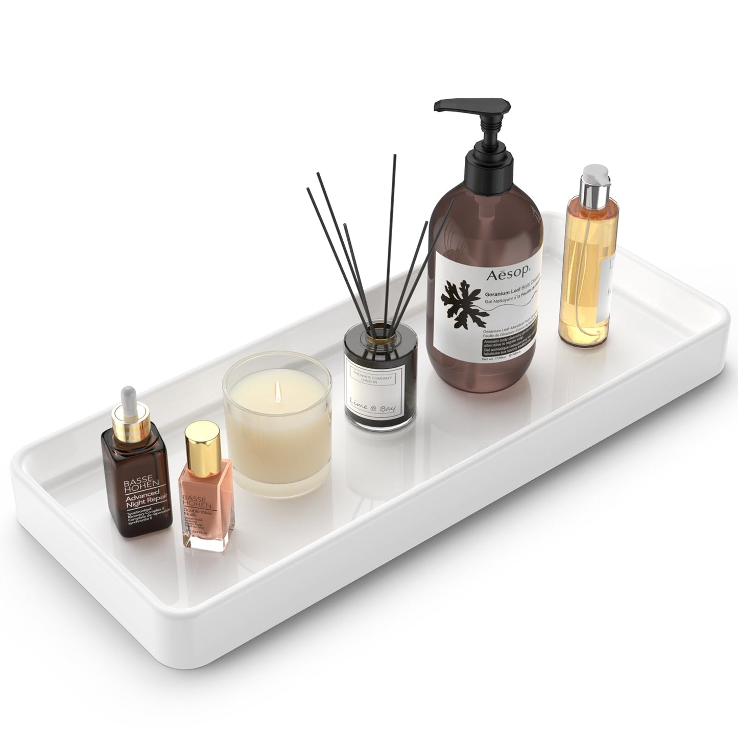 Gurygo 12" Countertop and Vanity Tray - Kitchen Tray for Soap Bottles - Rectangular Vanity Tray for Bathroom - Vanity Trays for Bathroom - Kitchen Soap Dispenser Tray,White