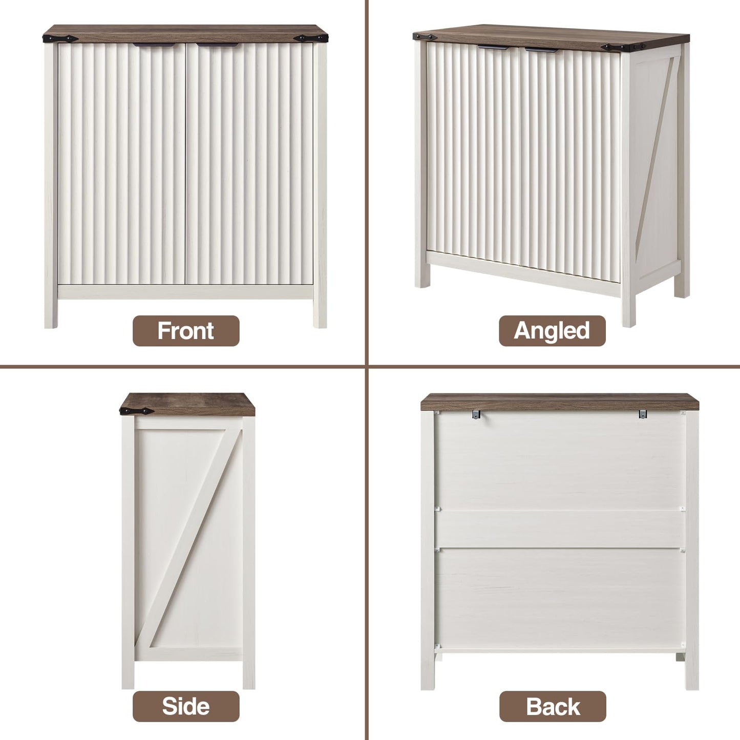BuildHom 32" Sideboard Buffet Cabinet with Storage, Fluted Accent Storage Cabinet with 2 Doors, Modern Accent Coffee Bar Console Table for Kitchen, Entryway, Antique White