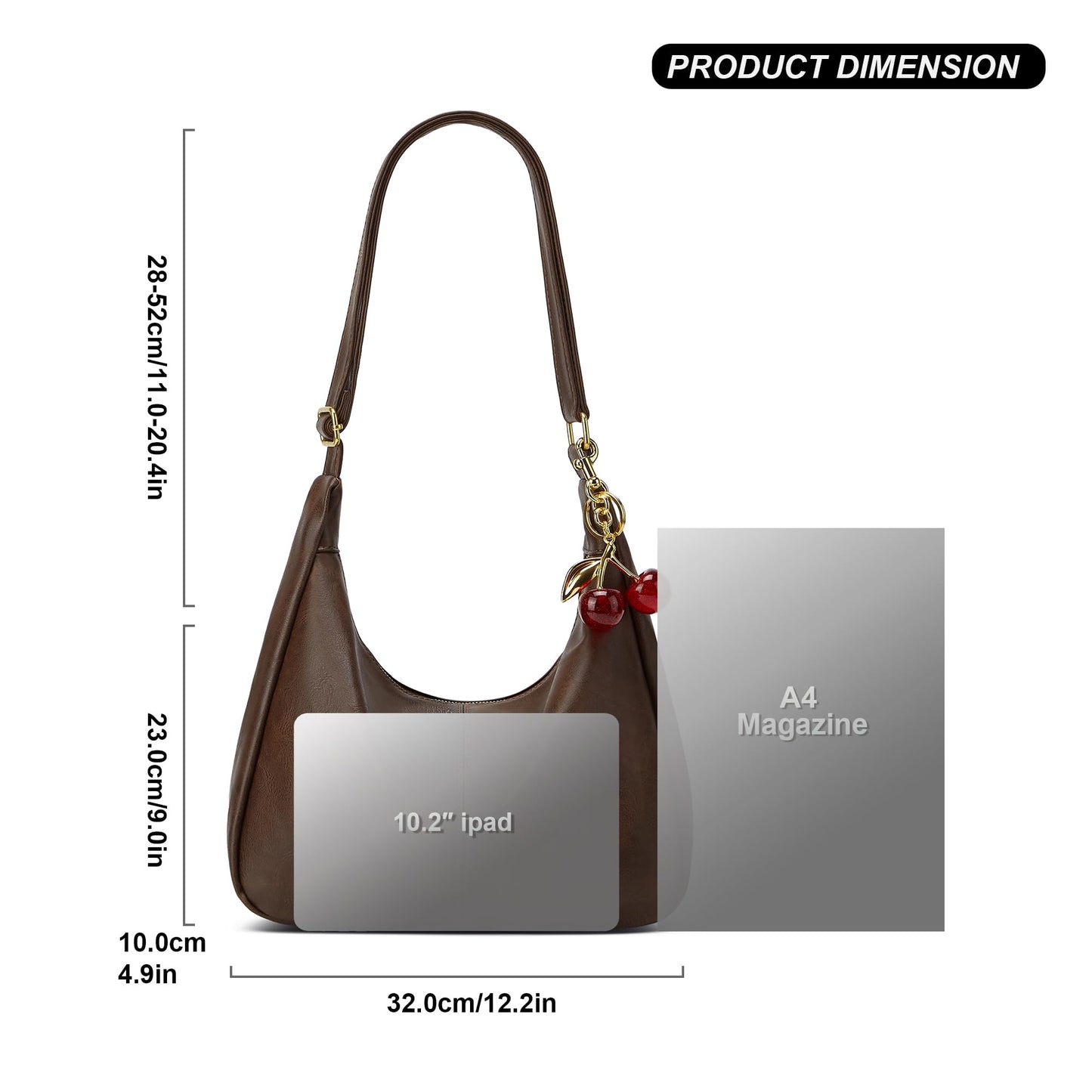 MOPOVO Hobo Bags for Women Leather,Foldable Slouchy Shoulder Bag Crossbody Handbag,Soft Vegan Tote Casual Everyday Handbags Coffee Fall Brown Purse
