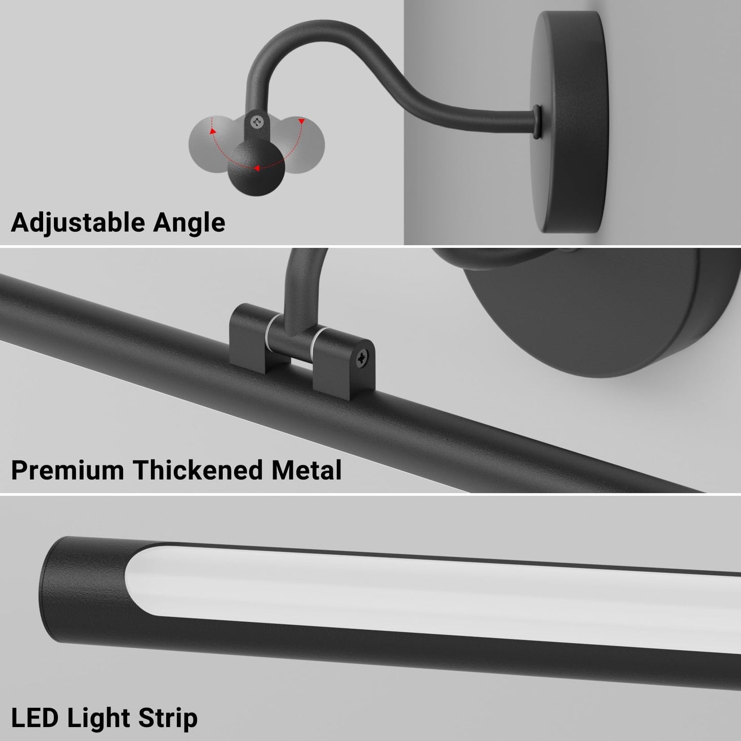 Tipace Hardwired Black Picture Lights for Paintings,23.6IN 3CCT Dimmable Modern Gallery Light with Remote Control Led Wall Art Lighting Display Artwork