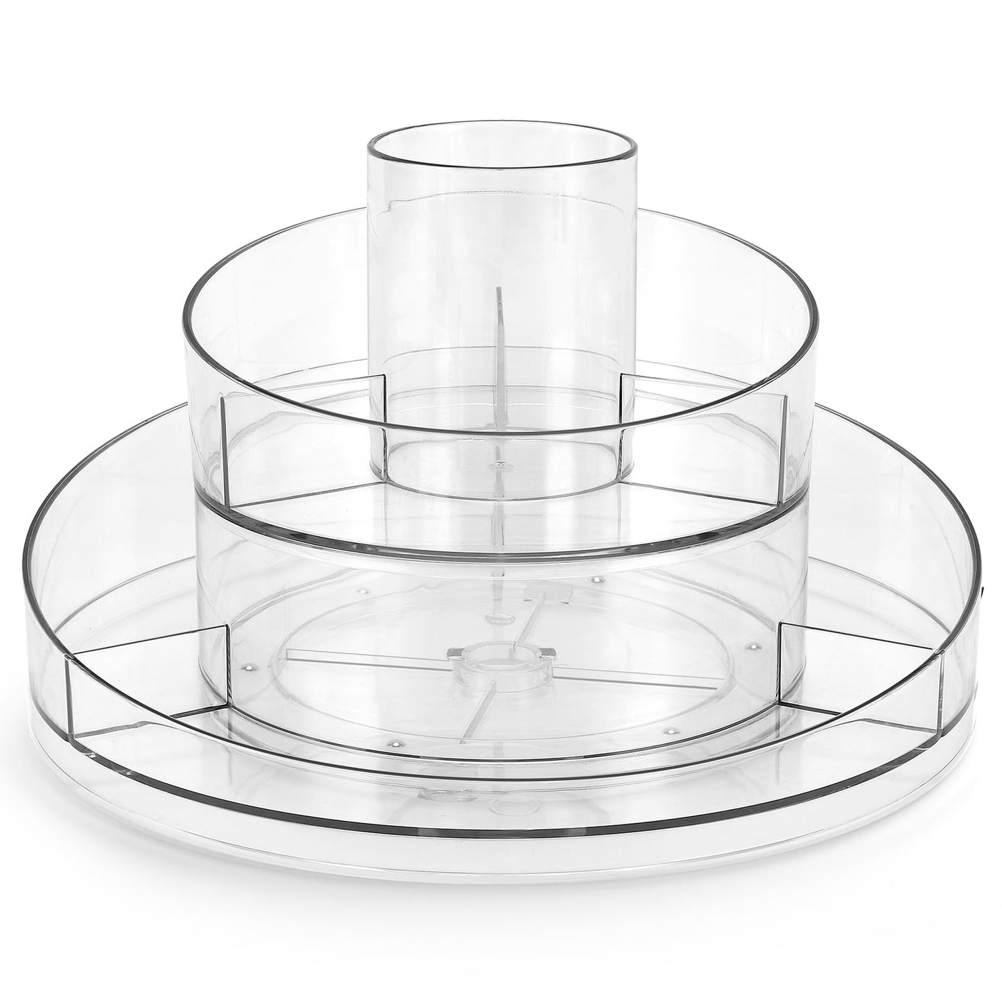 Molutsody 360° Rotating Makeup Organizer - Cosmetic Skincare Organizers wish Brush Holder, Large Capacity Cosmetic Display Case for Vanity, Bathroom Countertop (Clear)