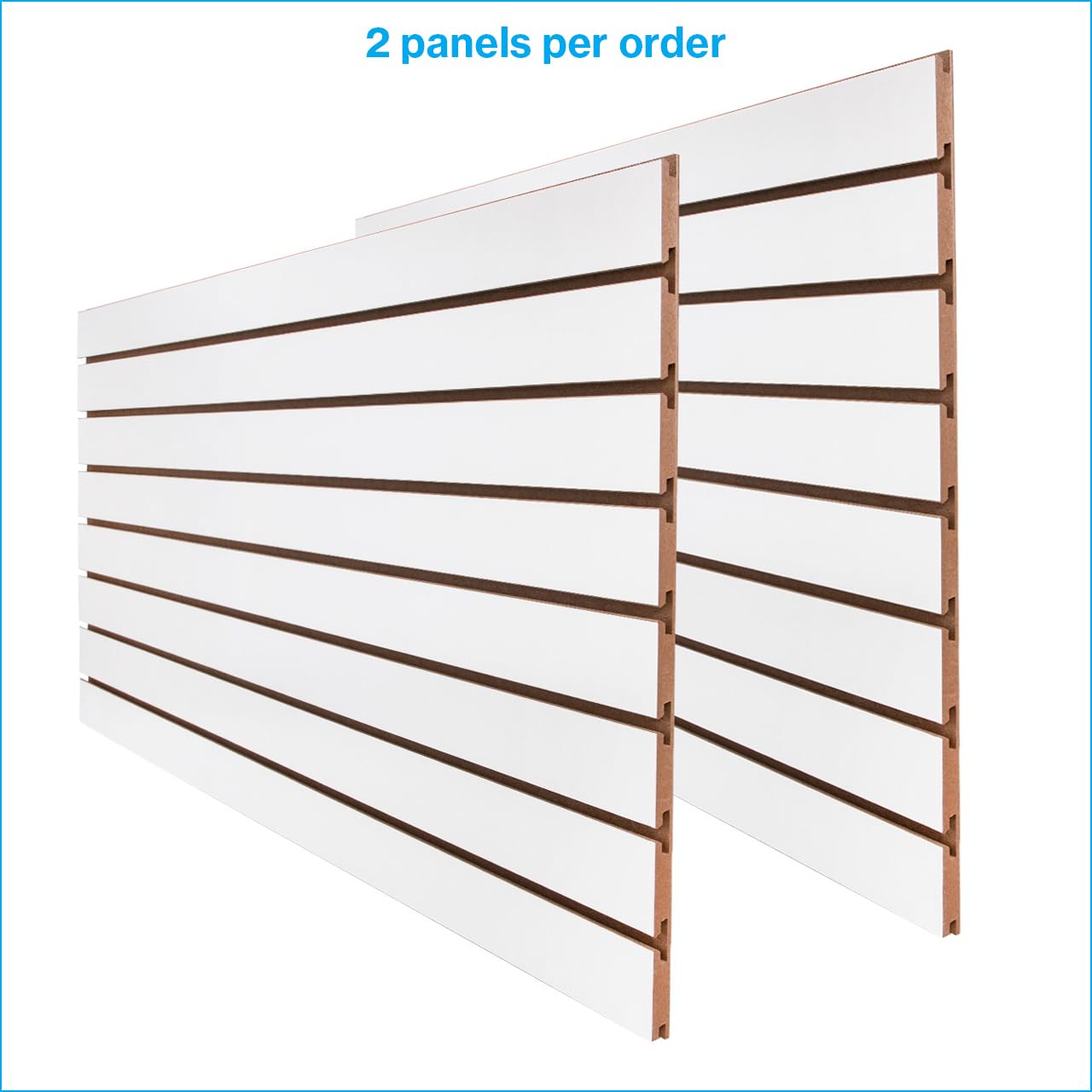SSWBasics 4ft x 2ft Horizontal White Slatwall Panels Easy Organizer (24"H x 48"L) - Pack of 2 - Streamline Your Space with Effortless Retail Displays, Garage Wall Solutions, and Craft Storage