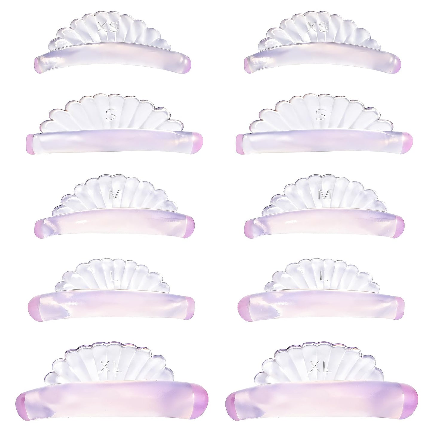 COMNICO 10 Pcs 5 Sizes Lash Lift Pads Self-Adhesive Super Soft Shell Pink Perming Curler Shield Reusable Professional Silicone Eyelash Curlers for All Eye Shapes
