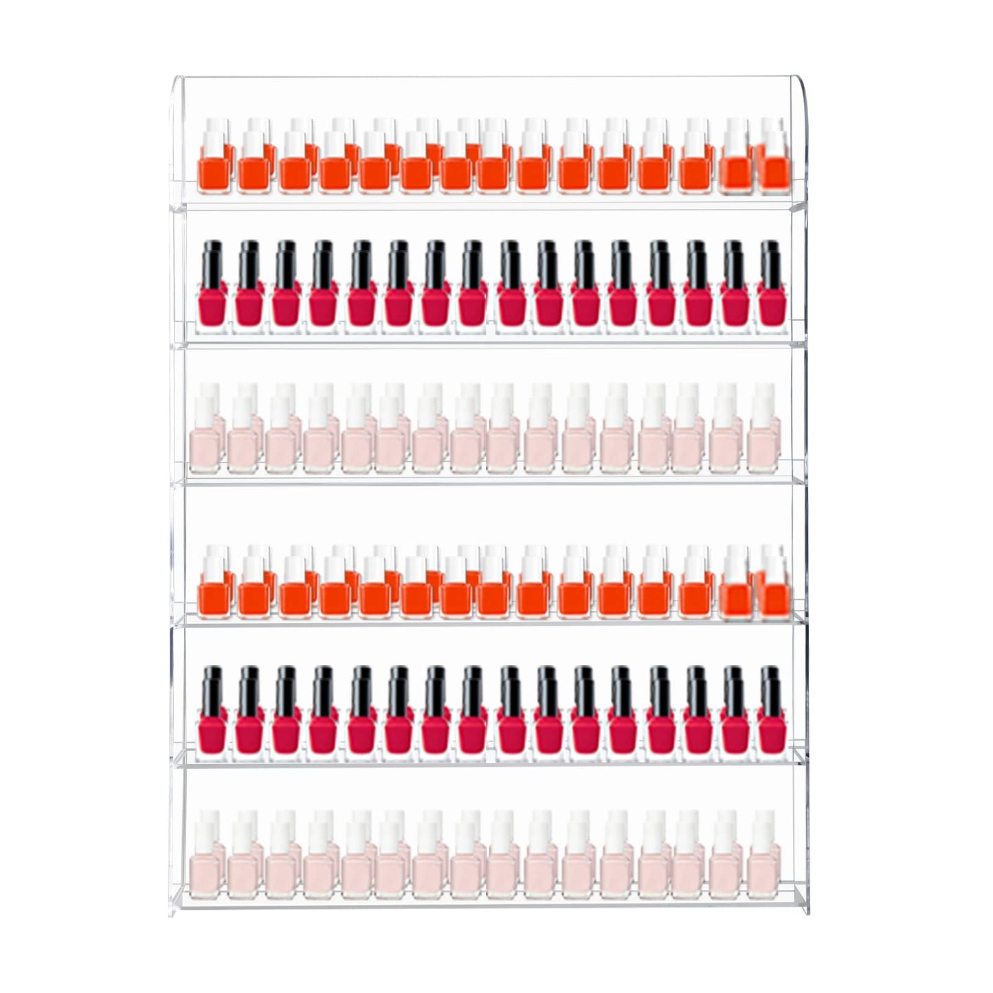 Yaeccc 2 Pack Acrylic Nail Polish Rack,20 * 27 Inch Hold Up to 384 Bottles, 6 TIER Nail Polish Organizer Wall Mounted,Nail Polish Organizer(3 Inch Deep)