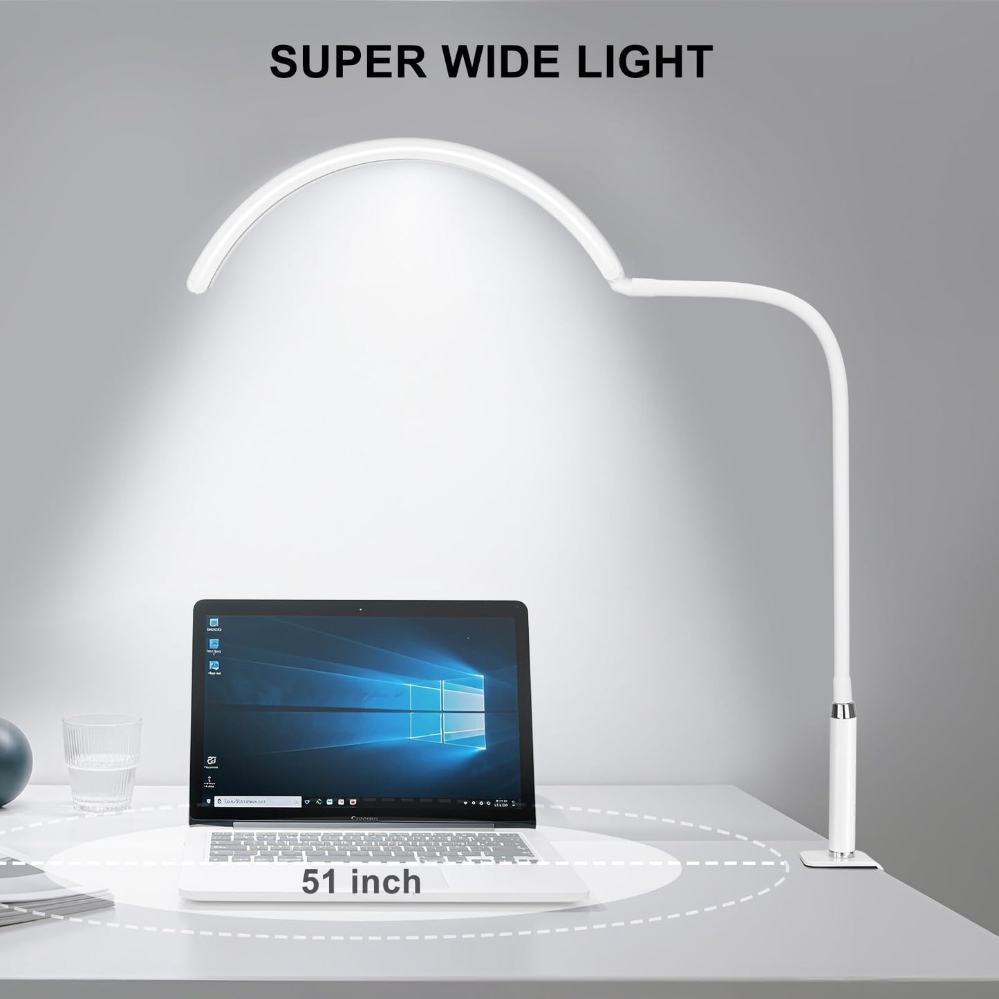 ZEKAHOV Professional Half Moon LED Desk Light for Nail Techs & Artists – Flexible Gooseneck Lamp with Clamp, 5 Color Modes & 5 Brightness Levels for Manicure, Tattoo, Beauty Work