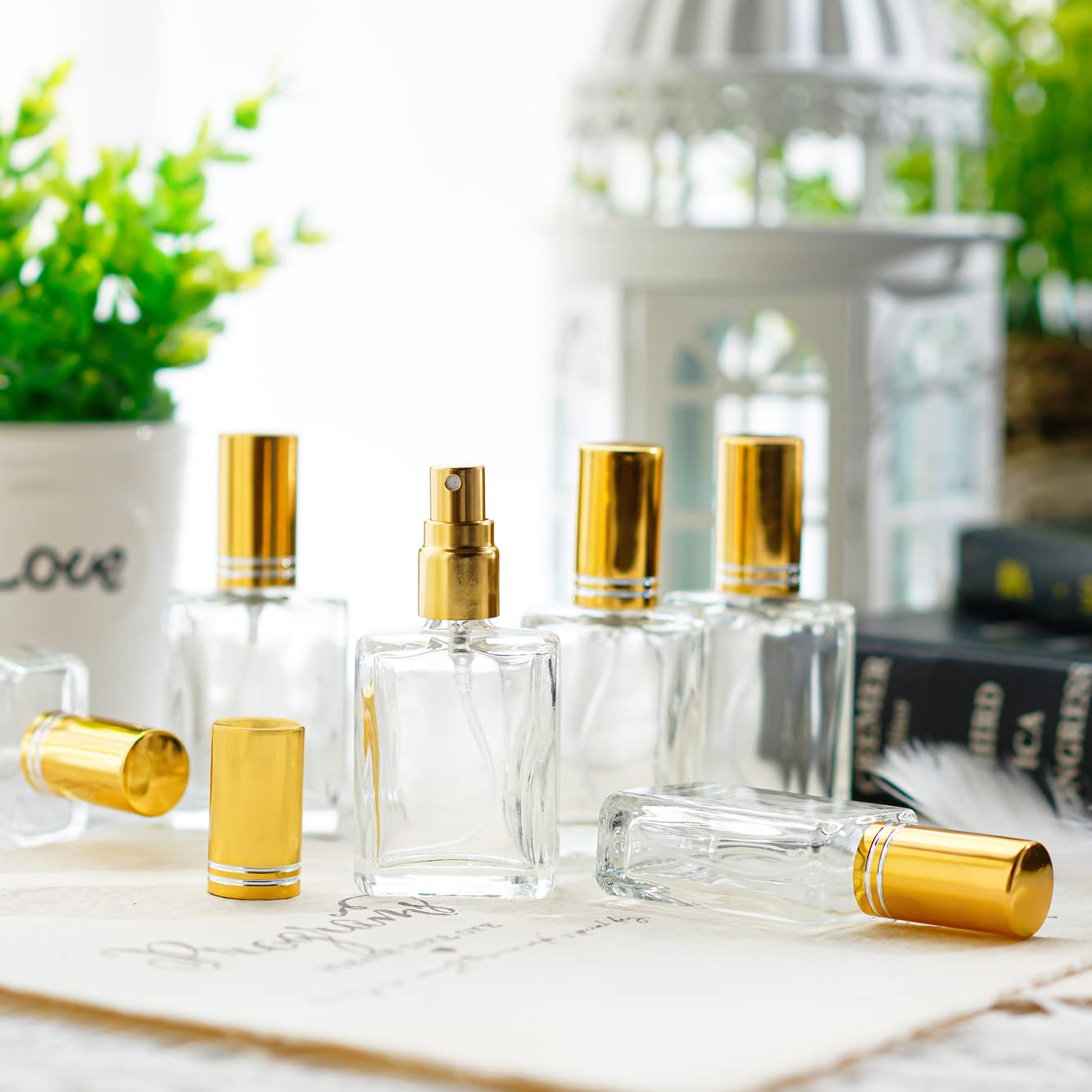 YU FENG 12pcs Clear Refillable Perfume Bottle 15ml Portable Square Empty Glass Perfume Atomizer Bottle For Travel