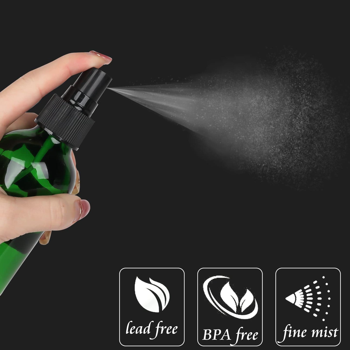 CycleMore 120ml 16 Pack 4oz Green Glass Spray Bottles with Fine Mist Sprayers, Glass Travel Bottles for Cosmetic, Essential Oils, Cleaning Solutions, Perfumes & More Liquids Ideal for Friends