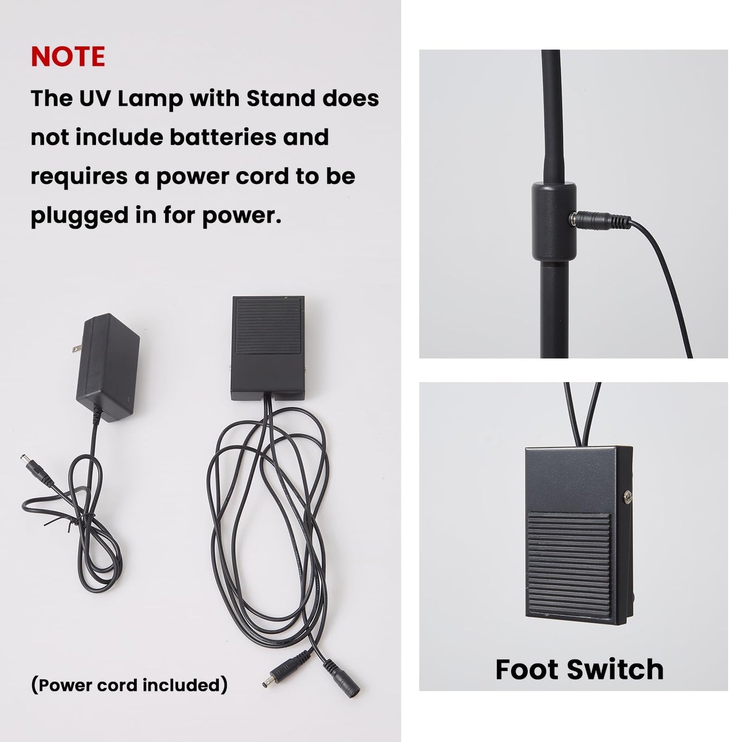 15W UV Lash Light with Foot Pedal Lash Lamp for Eyelash Extension Grafting Eyebrow Beauty Salon, 360°Adjustable UV Hair Extensions Lash Floor Lamp for Eyelash Tech, Rapid Dry in 2-3 Seconds, Black C