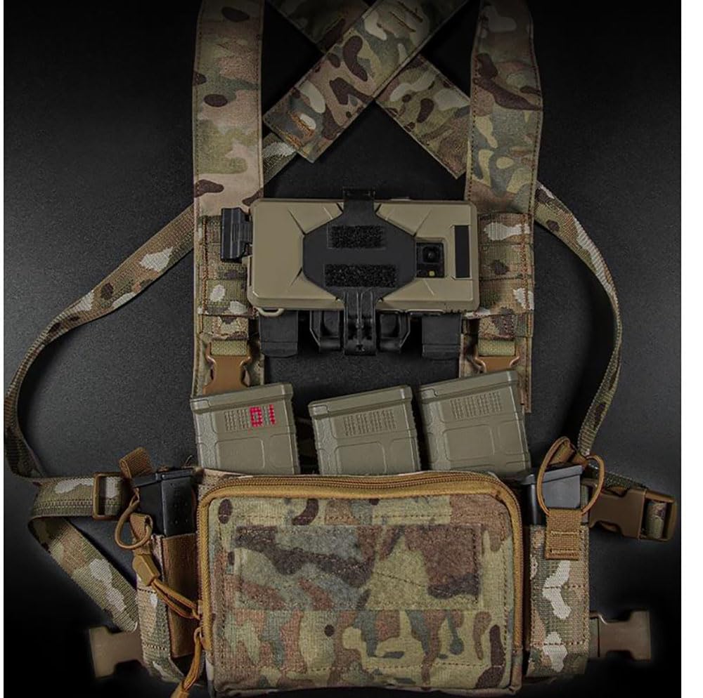Tactical Phone EUD Bridge MOLLE Panel Front Expansion Carrier Phone Pouch Mount for D3CRM MK4 Tactical Vest (Black)