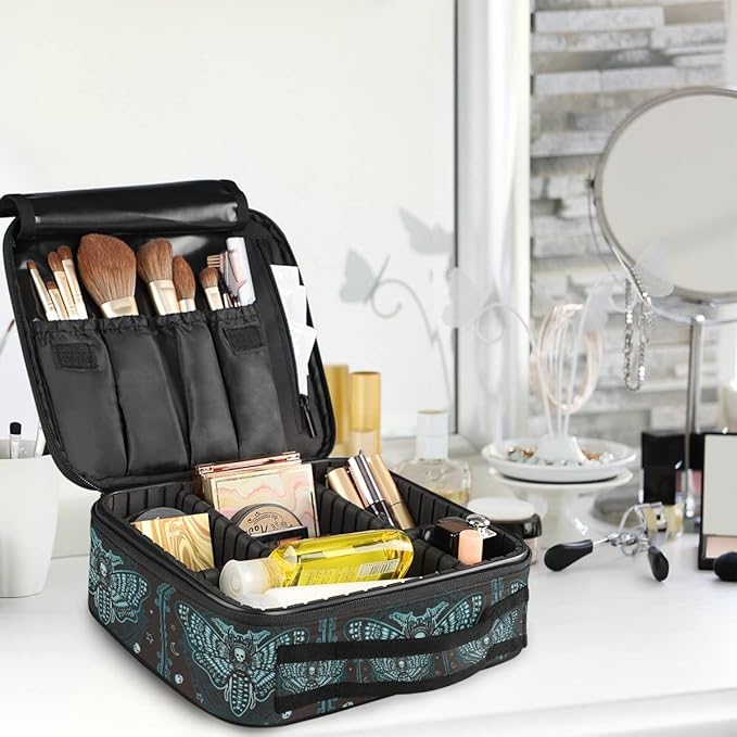 MNSRUU Women Makeup Bag Butterfly Skull Mysticism Makeup Bag Organizer Travel Cosmetic Bag for Teenage Girl Clear Make Up Bags with Zipper