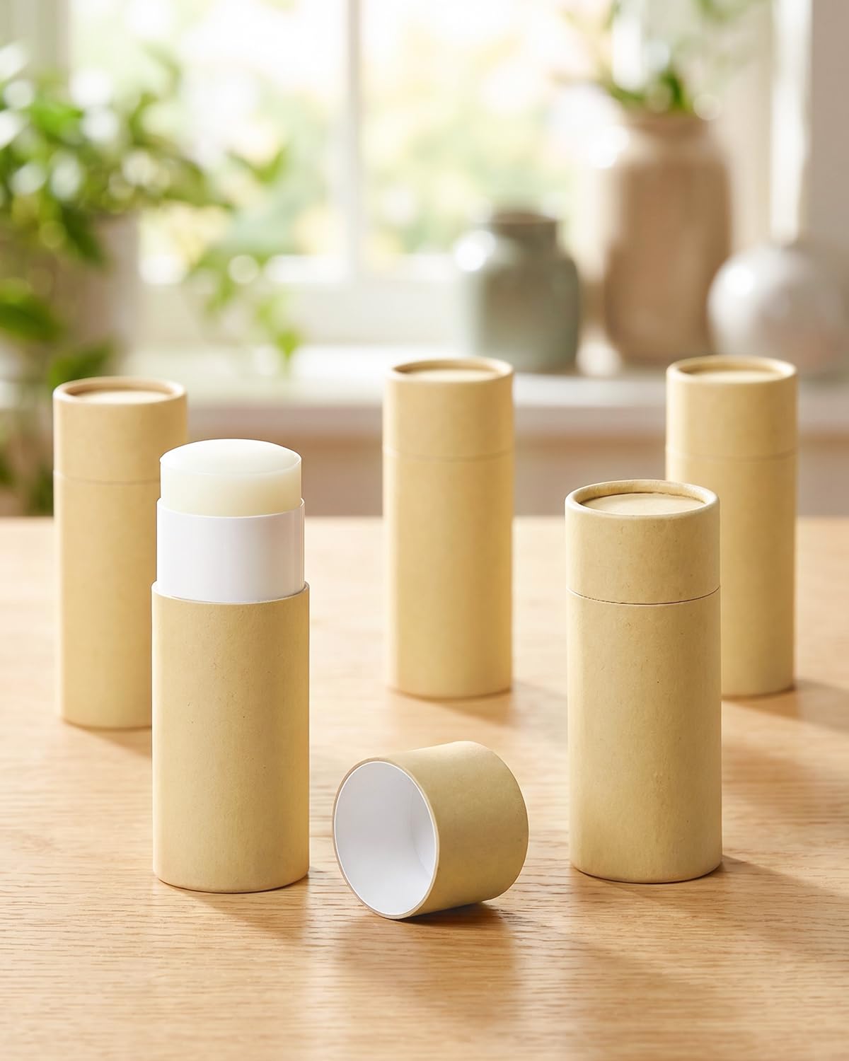 EORTA 10 Pcs Cardboard Push Up Deodorant Containers 2.15 oz/61g, Refillable Kraft Tubes for Natural Deodorant, DIY Lip Balm, Moisturizer Sticks, Skincare, Solid Perfume & Body Lotion
