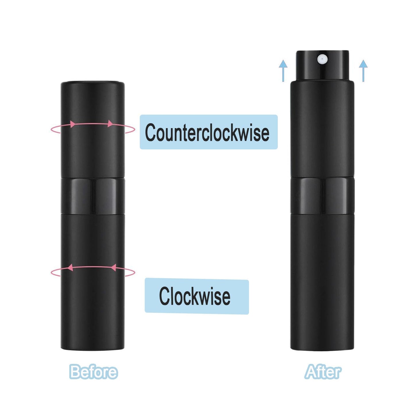 KBTYUDD 10 Pack 8ML Travel Perfume Bottle Refillable Empty Perfume Atomizer Cologne Travel Spray Bottle for Refill Portable Cologne Dispenser Mini Sprayer for Women Men Twist Tpye (Black)