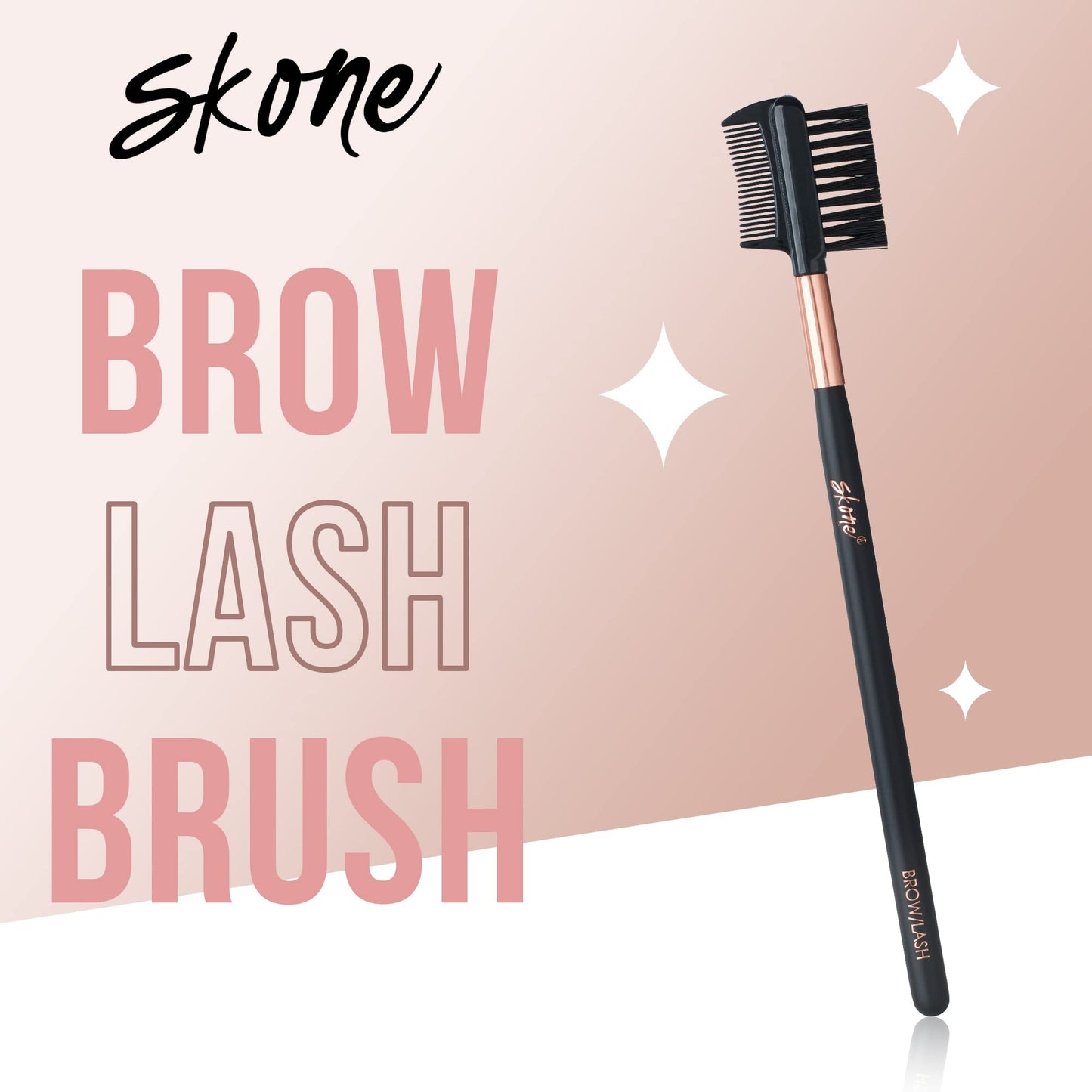Skone Cosmetics Eyebrow Brush and Comb, Luxe Premium Rose Gold Eyelash Brush and Eyelash Comb - Professional Grade Nylon Eye Brow Brush Comb, Dual Sided Eyelash Brush Separator
