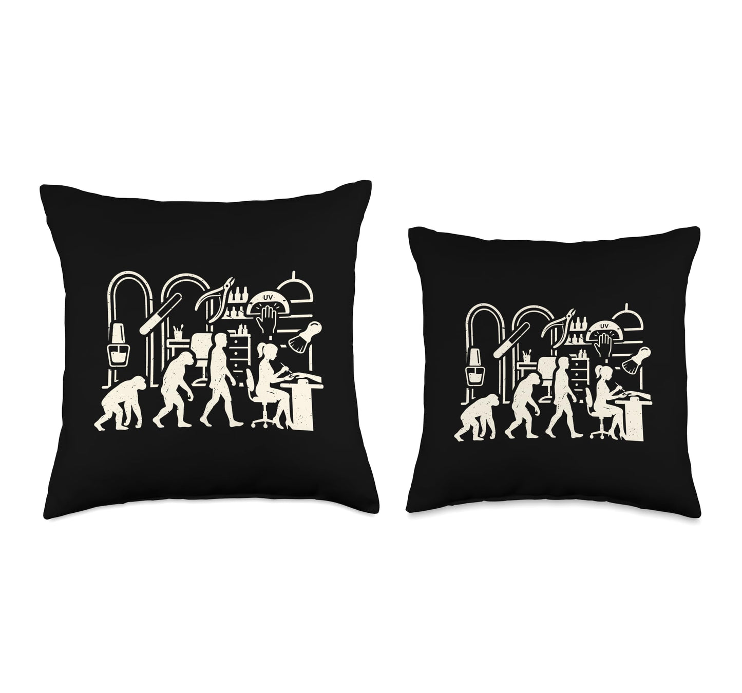 Nail Artist Evolution Funny Beauty Salon Graphic Throw Pillow