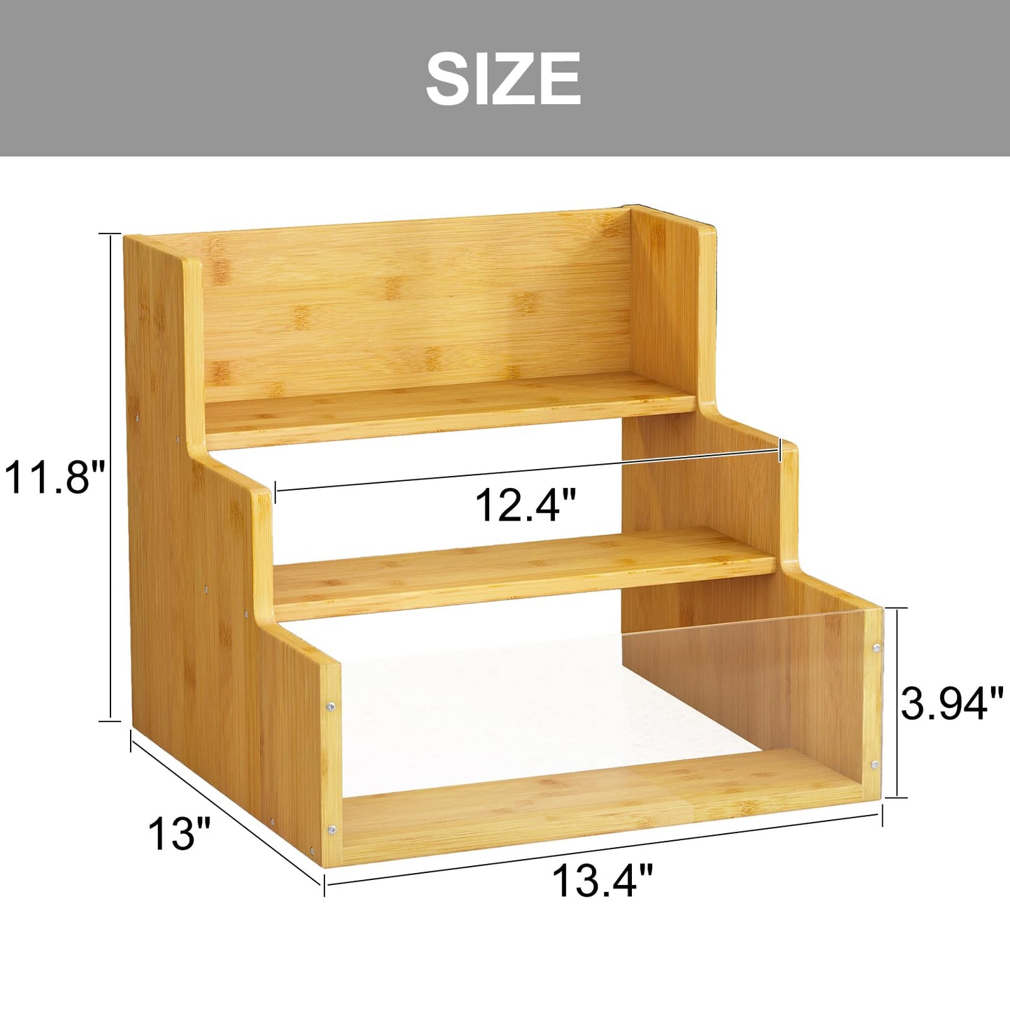 AEEHFENG Liquor Bottle Display Shelf Bar Shelves - Bamboo 12 Bottle Syrup Rack for Coffee Bar, Wine Bottle, Spices, Liquor and Whiskey Bottle Display