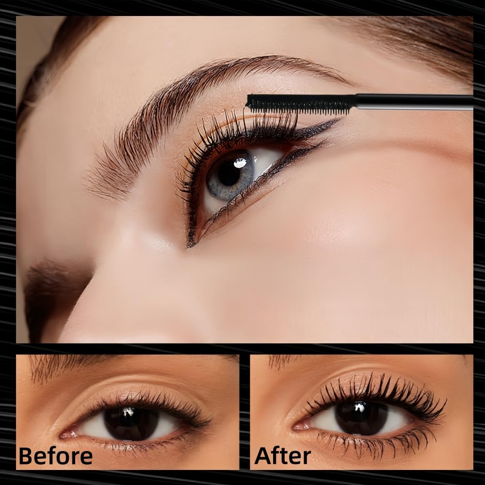 Black Mascara with Comb Brush Separates Lashes for Definition, Waterproof, Smudge-Proof, Long-Lasting, No Clumping, Volume and Length, Curling (1pc)