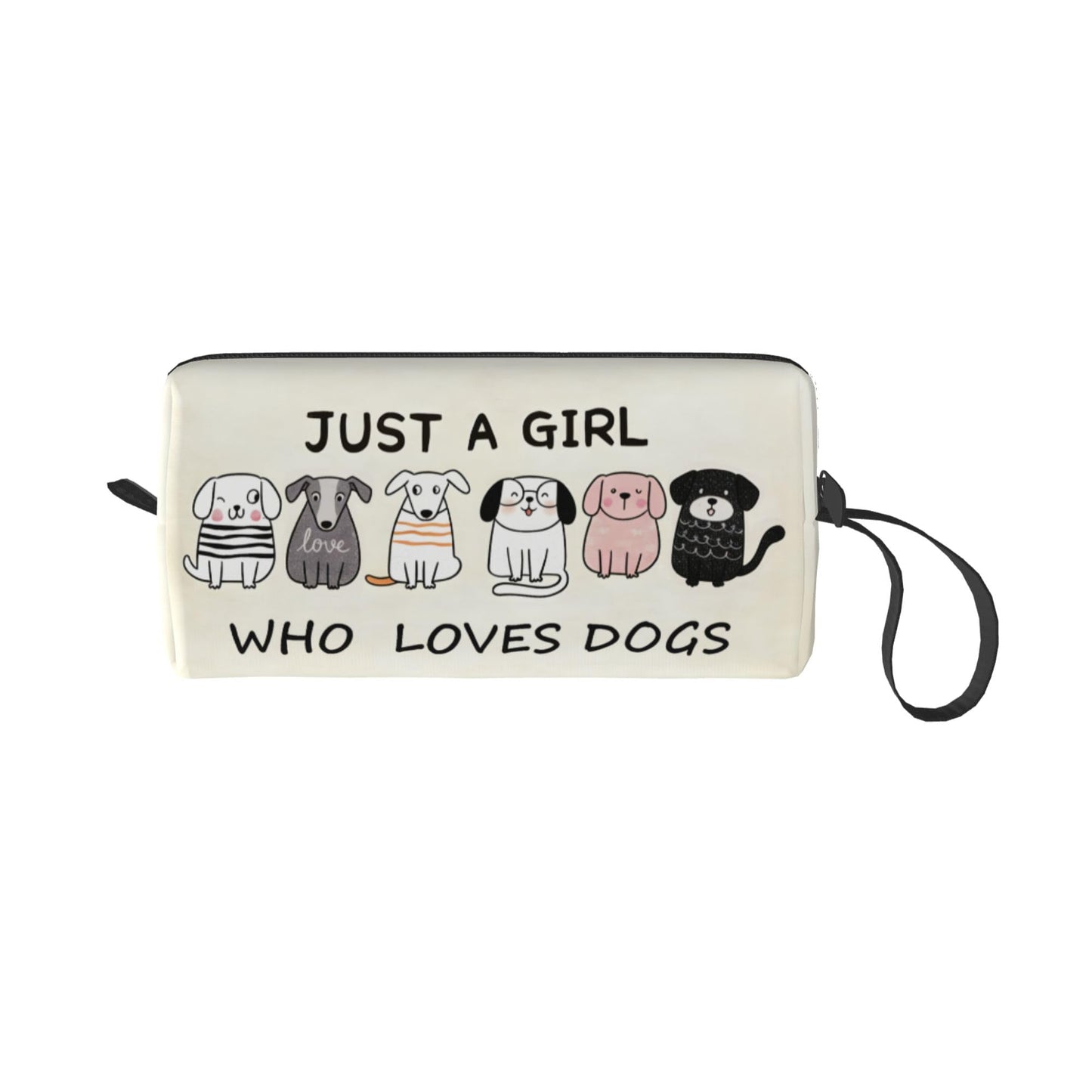 OLUSENMO Cute Dog Lover Girl Makeup Bag for Women - Durable 600D Oxford Fabric Cosmetic Organizer,Compact Travel Pouch with Handle for Gym & Daily Use