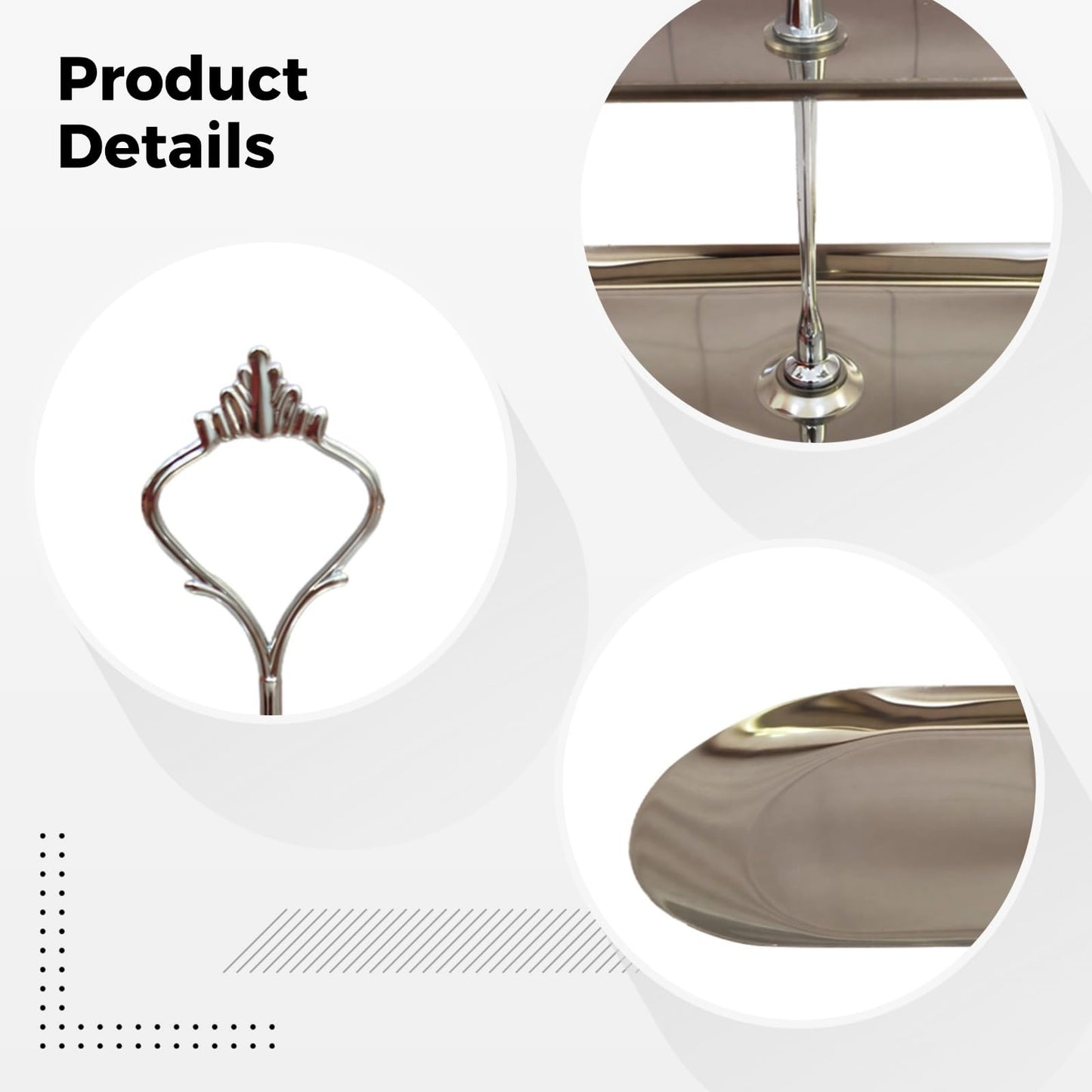 2-Tier Dessert Stand, European Style Stainless Steel Cake Stand with Crown Zinc Alloy Support, Lightweight Creative Home Afternoon Tea Pastry Cosmetic Tray, Fruit Plate