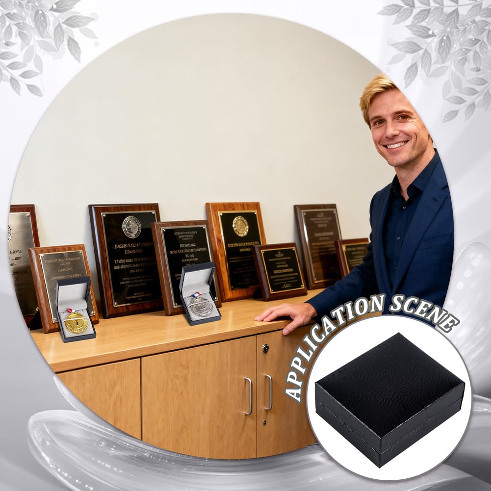 FINGERINSPIRE 6Pcs Medal Storage Boxes 3.2x2.7x1.3inch Black Rectangle Portable Necklace Jewelry Display Case Single Medal Display Storage Box for Jewelry Necklace Medal Organize