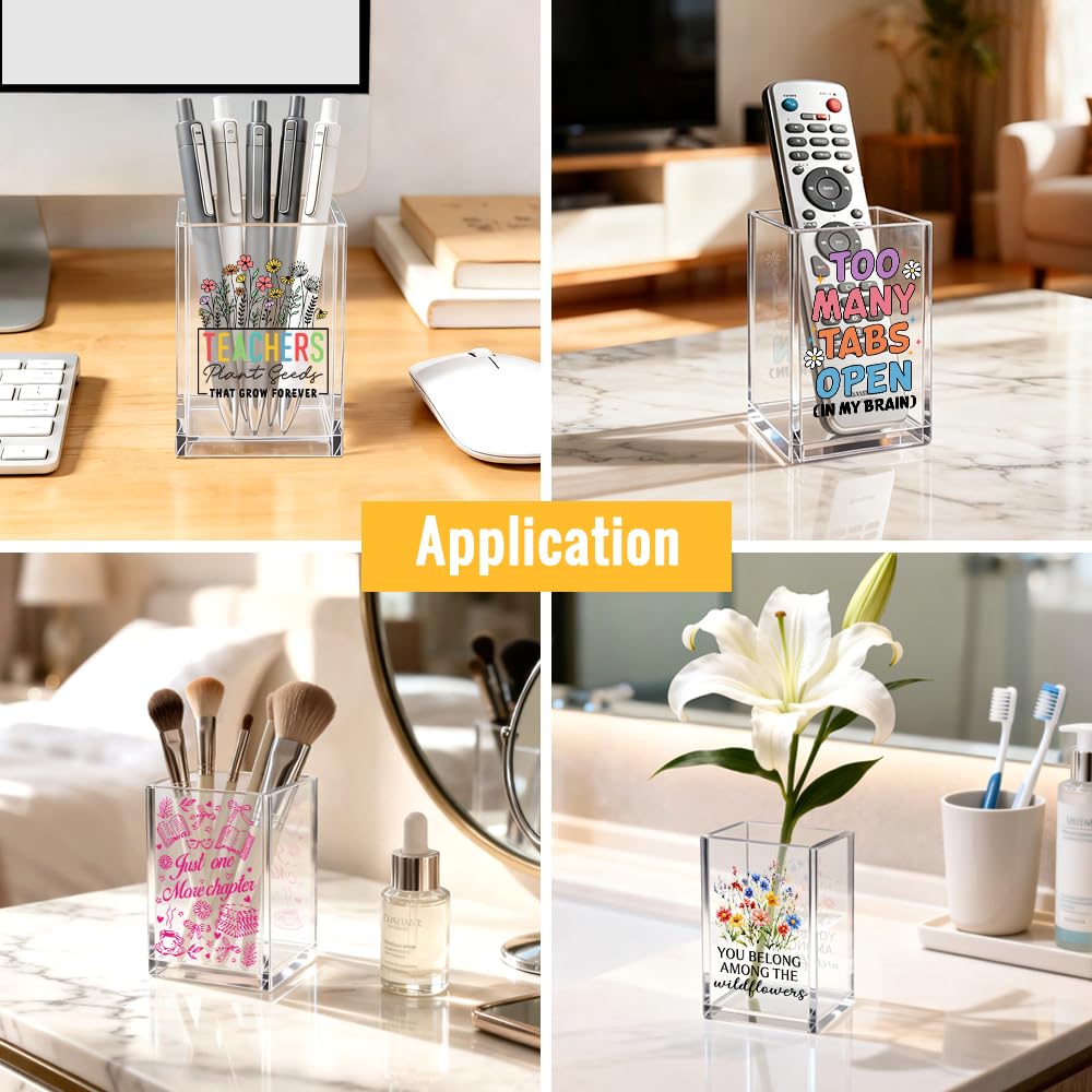 JQYCJTR I'm Fine Cute Office Pen Holder for Desk, Everything Is Fine Just On Fire Post it Holder for Desk, Funny Work Quotes 2 Pack Acrylic Cosmetic Pencil Pen Holder Cup, Office Gifts for Coworker