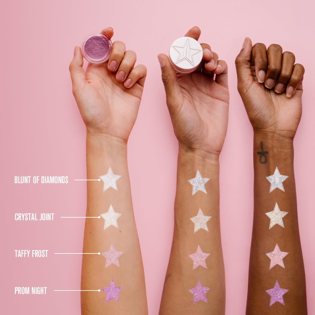 Jeffree Star Cosmetics Eye Gloss Powder, Wet-Powder Eyeshadow, High-Intensity Glass Effect, Brilliant Pearls, 0.16 oz, 4 Colors (Crystal Joint)