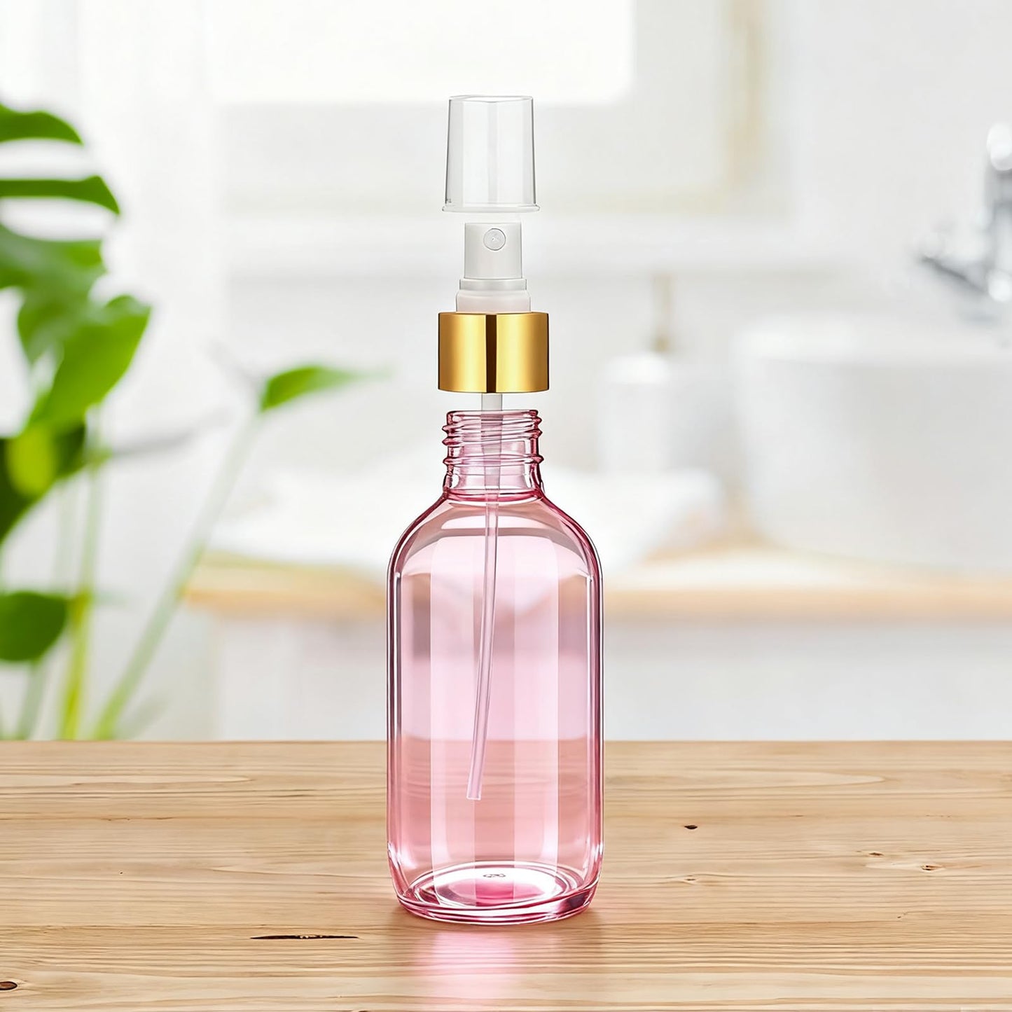 Nyuemystery 54 Pack 4 oz Small Glass Spray Bottles, Pink Refillable Fine Mist Bottles for Essential Oils, Cleaning Solutions, Perfume, Travel Size Liquid Containers